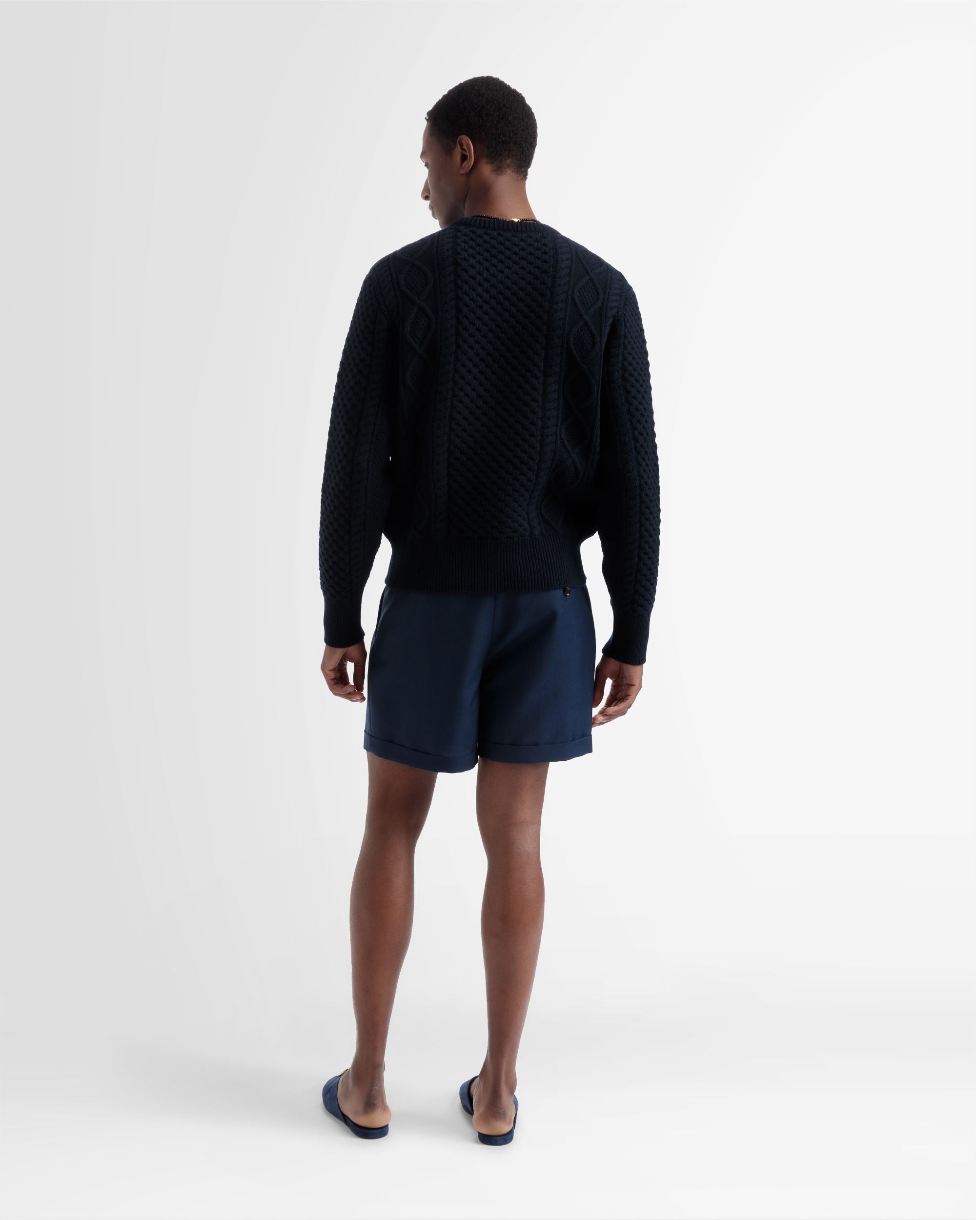 Rundhalspullover Aus Marineblauer Wolle - Herren - Bally - 06