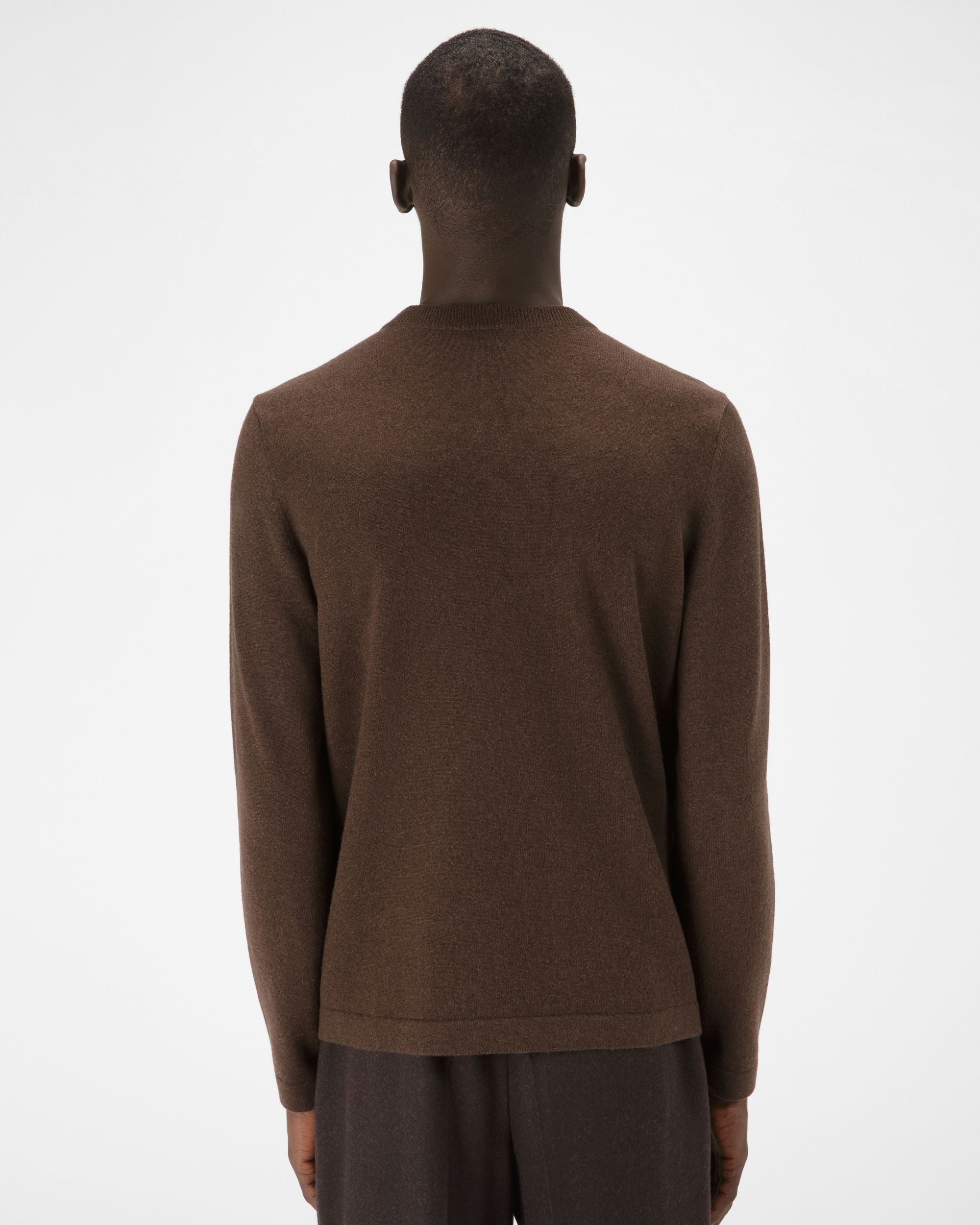 Pull En Cachemire Et Cuir En Brun Ébène - Homme - Bally - 03