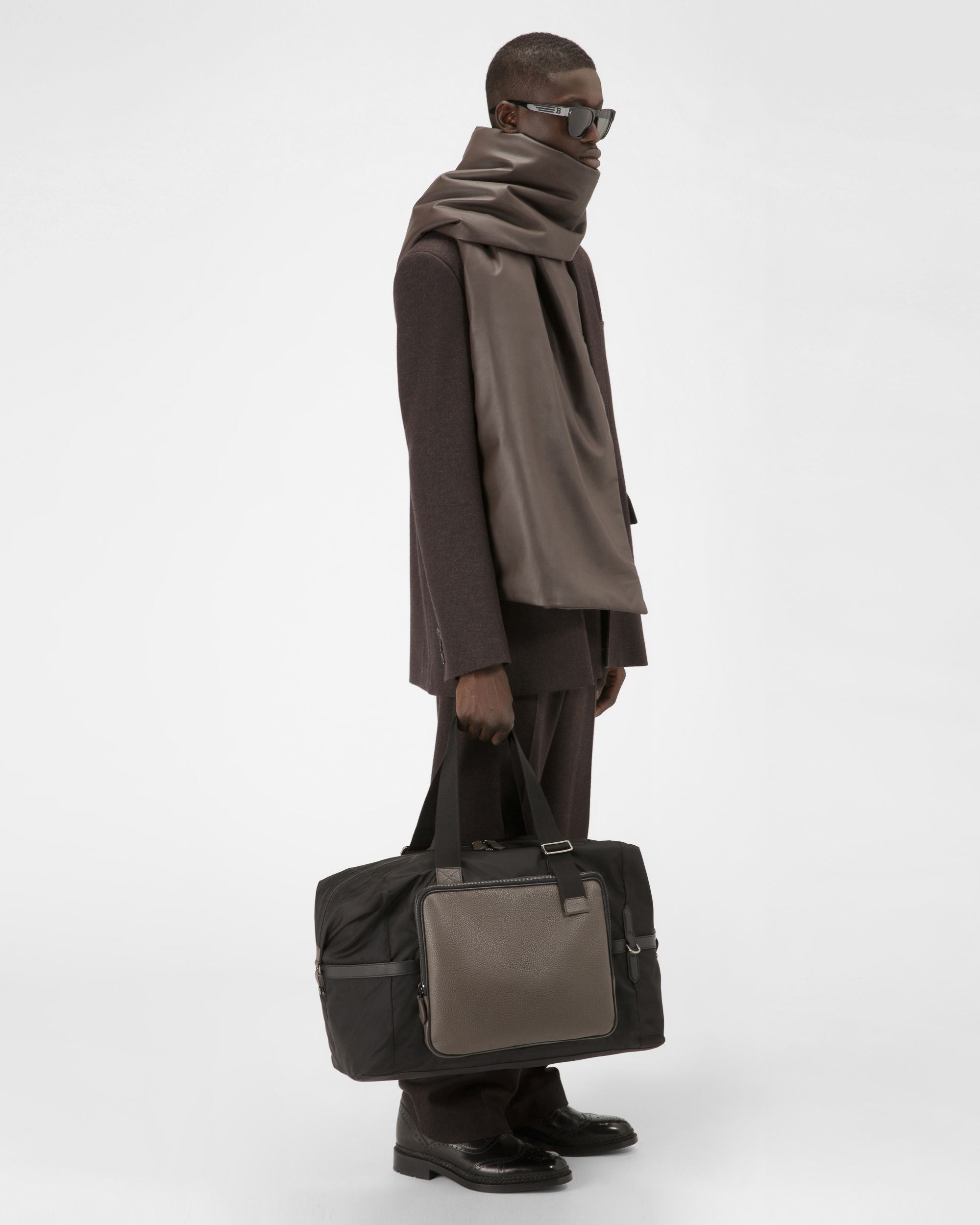 Pull En Cachemire Et Cuir En Brun Ébène - Homme - Bally - 05