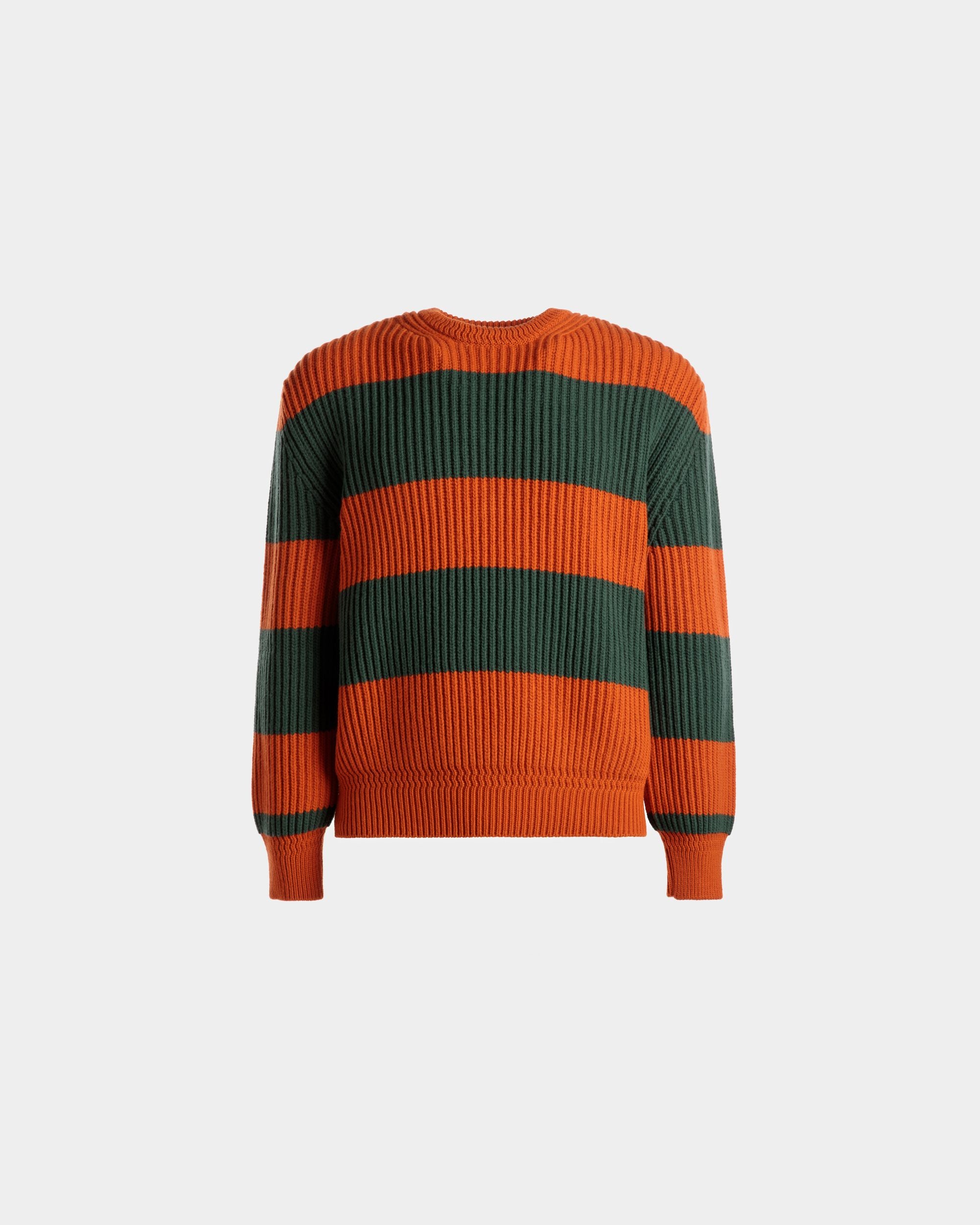Pull Ras-Du-Cou À Rayures En Laine Orange Et Kelly Green - Homme - Bally - 01