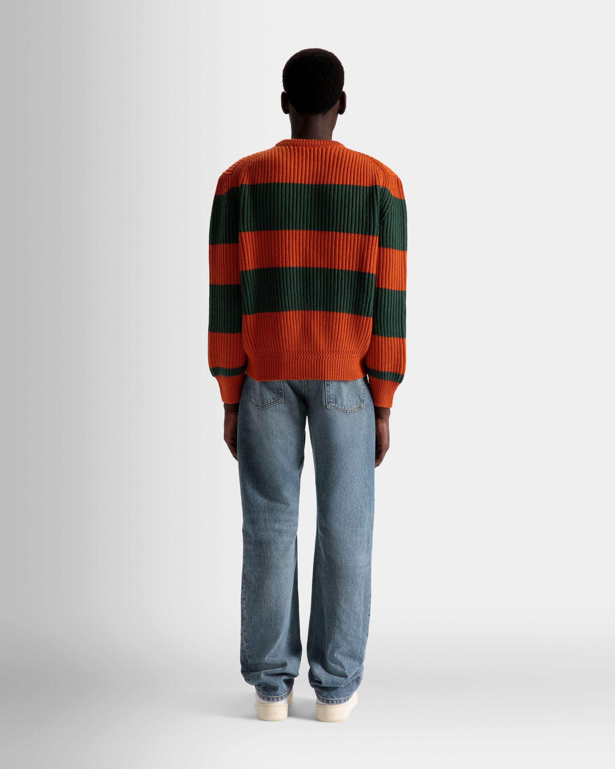 Pull Ras-Du-Cou À Rayures En Laine Orange Et Kelly Green - Homme - Bally - 06