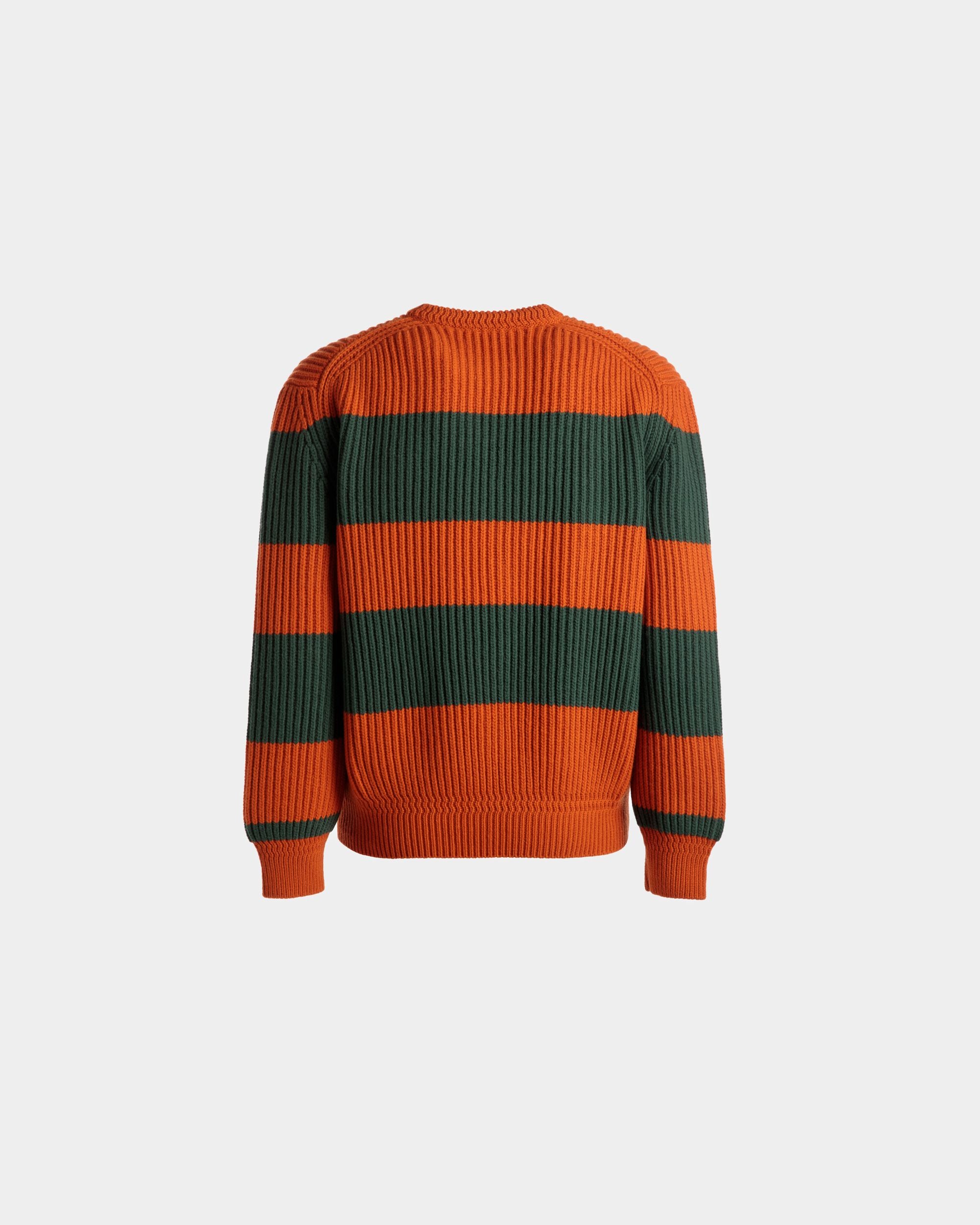 Pull Ras-Du-Cou À Rayures En Laine Orange Et Kelly Green - Homme - Bally - 07
