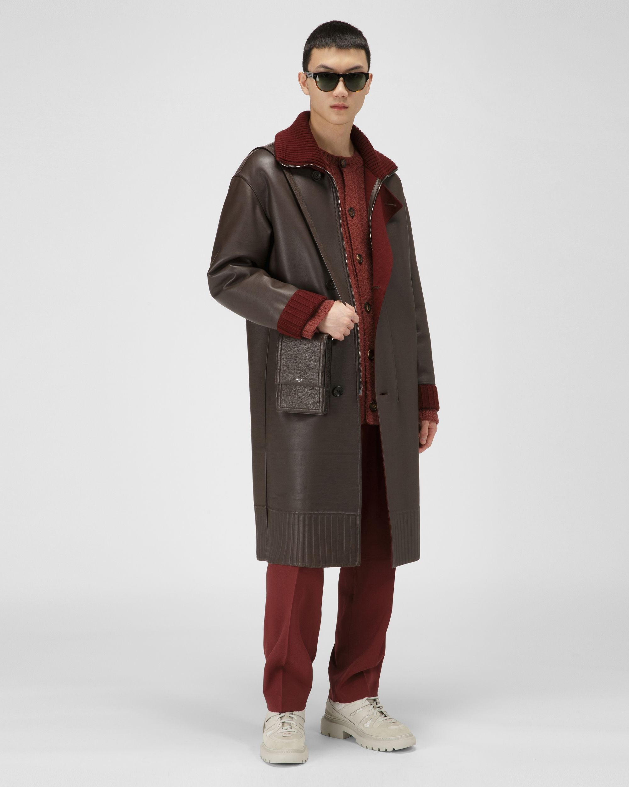 Wool Mix Cardigan In Heritage Red - Men's - Bally - 05