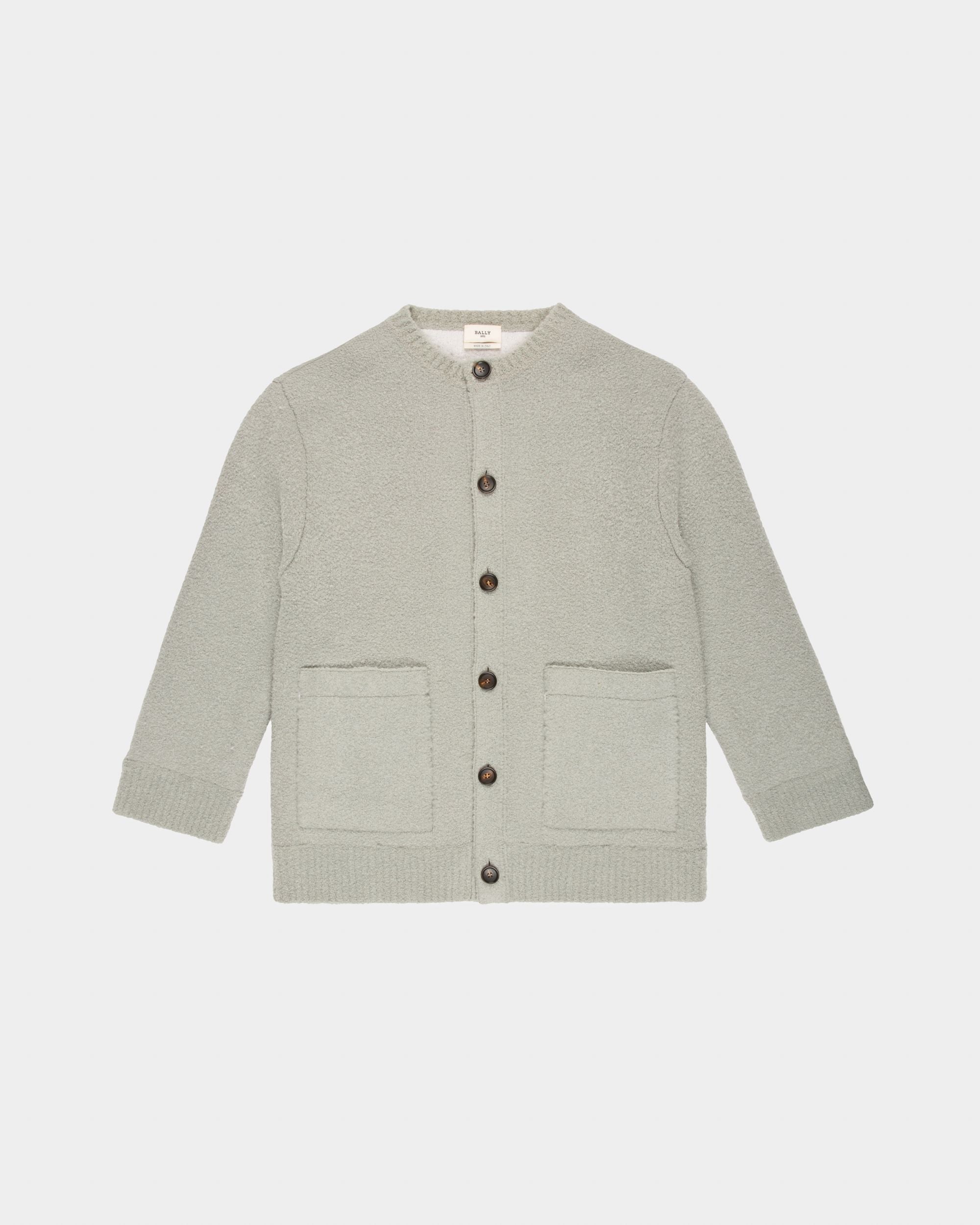 Wool Blend Cardigan In Light Blue - Men's - Bally - 04
