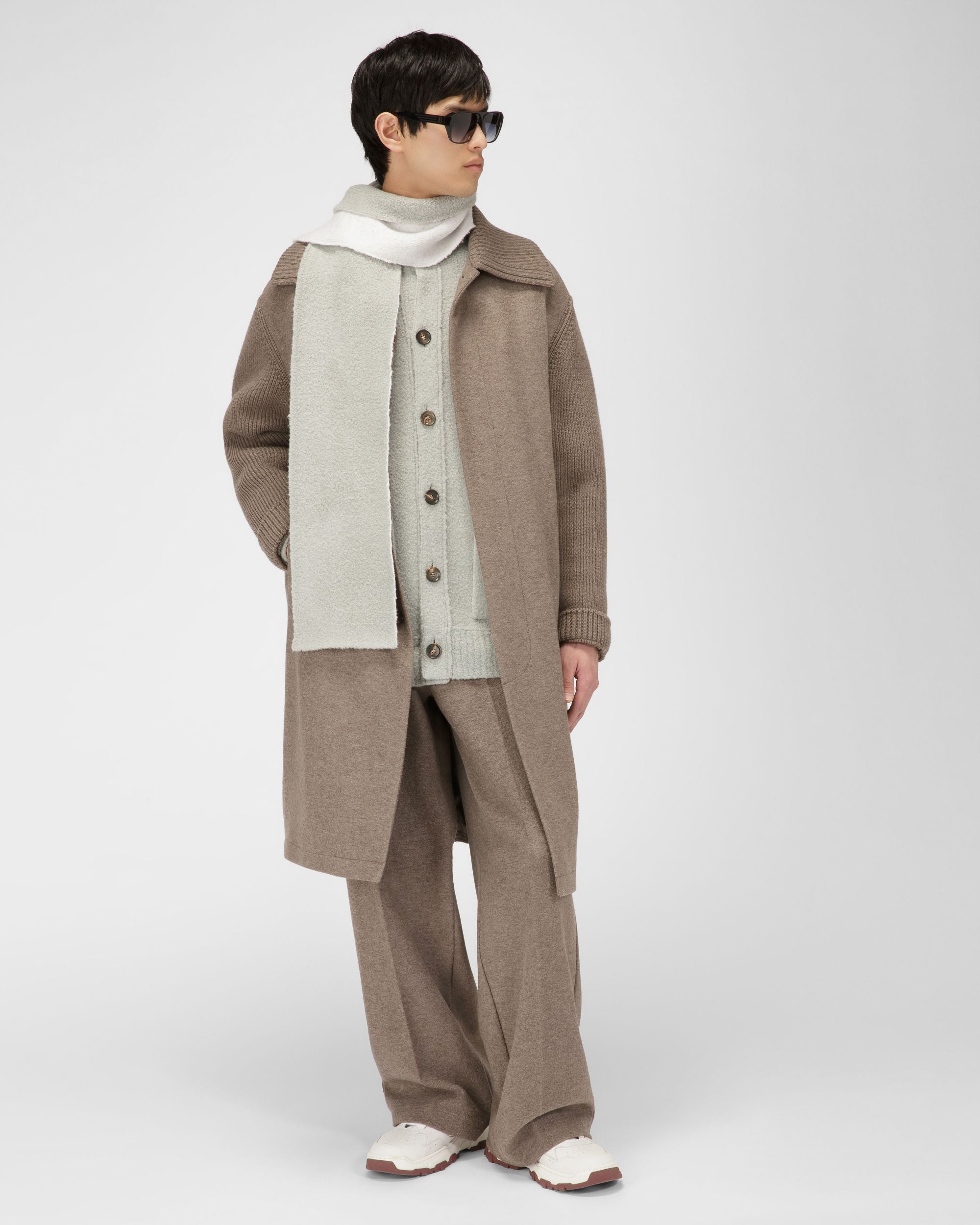 Wool Blend Cardigan In Light Blue - Men's - Bally - 05