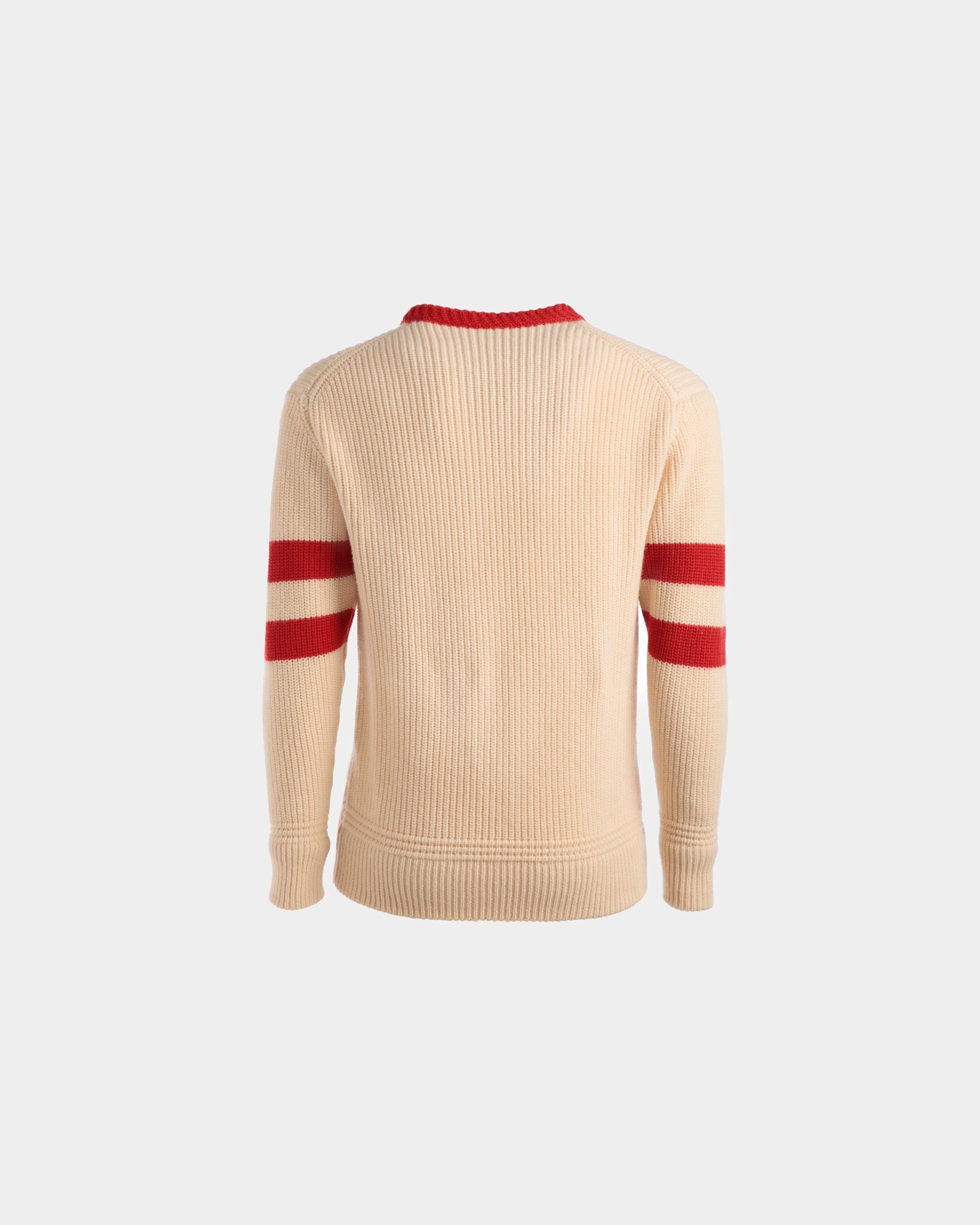 Jersey Con Cuello Redondo De Lana Color Hueso Y Rojo - Hombre - Bally - 07
