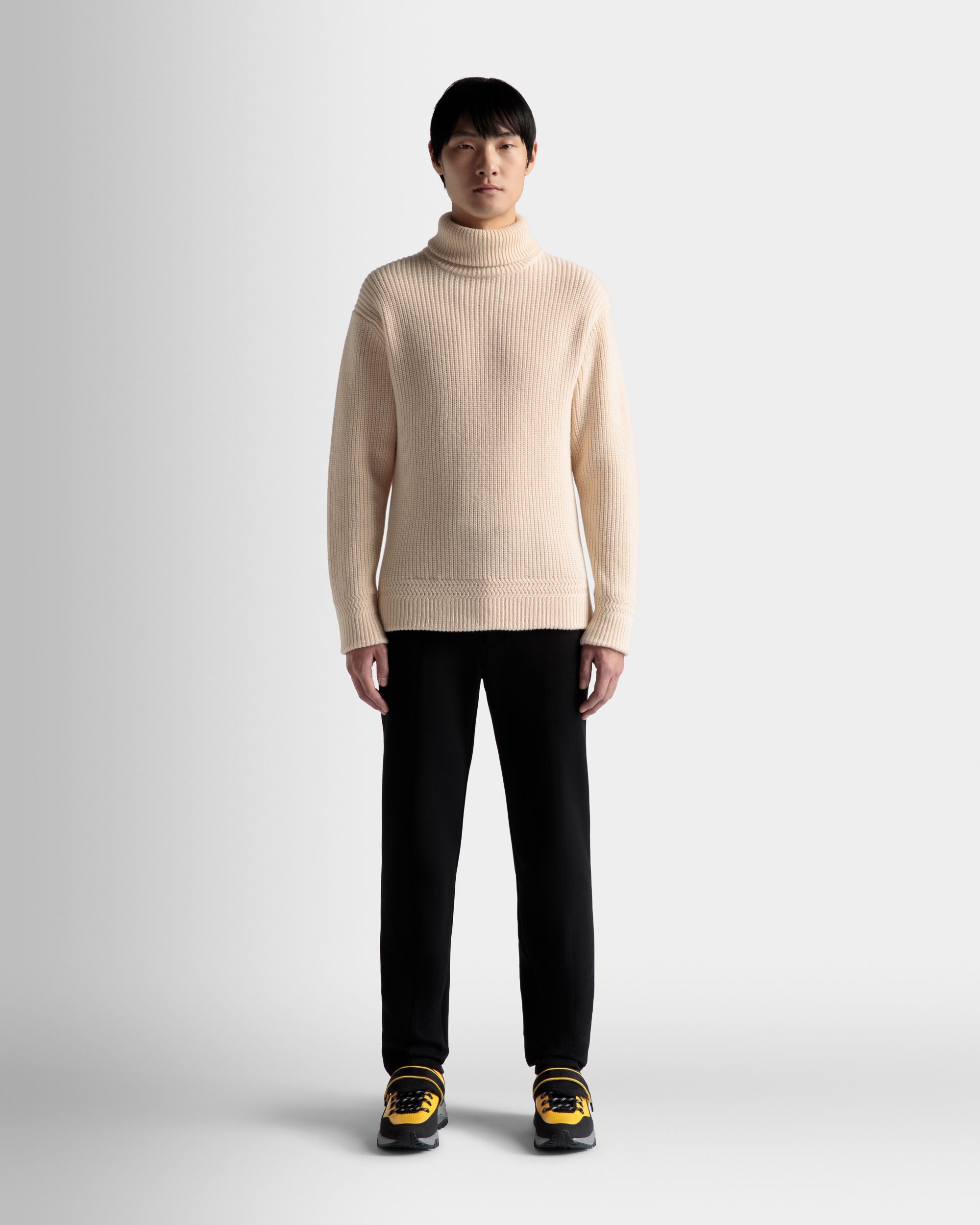 Turtleneck Sweater In Beige Wool - Men's - Bally - 02