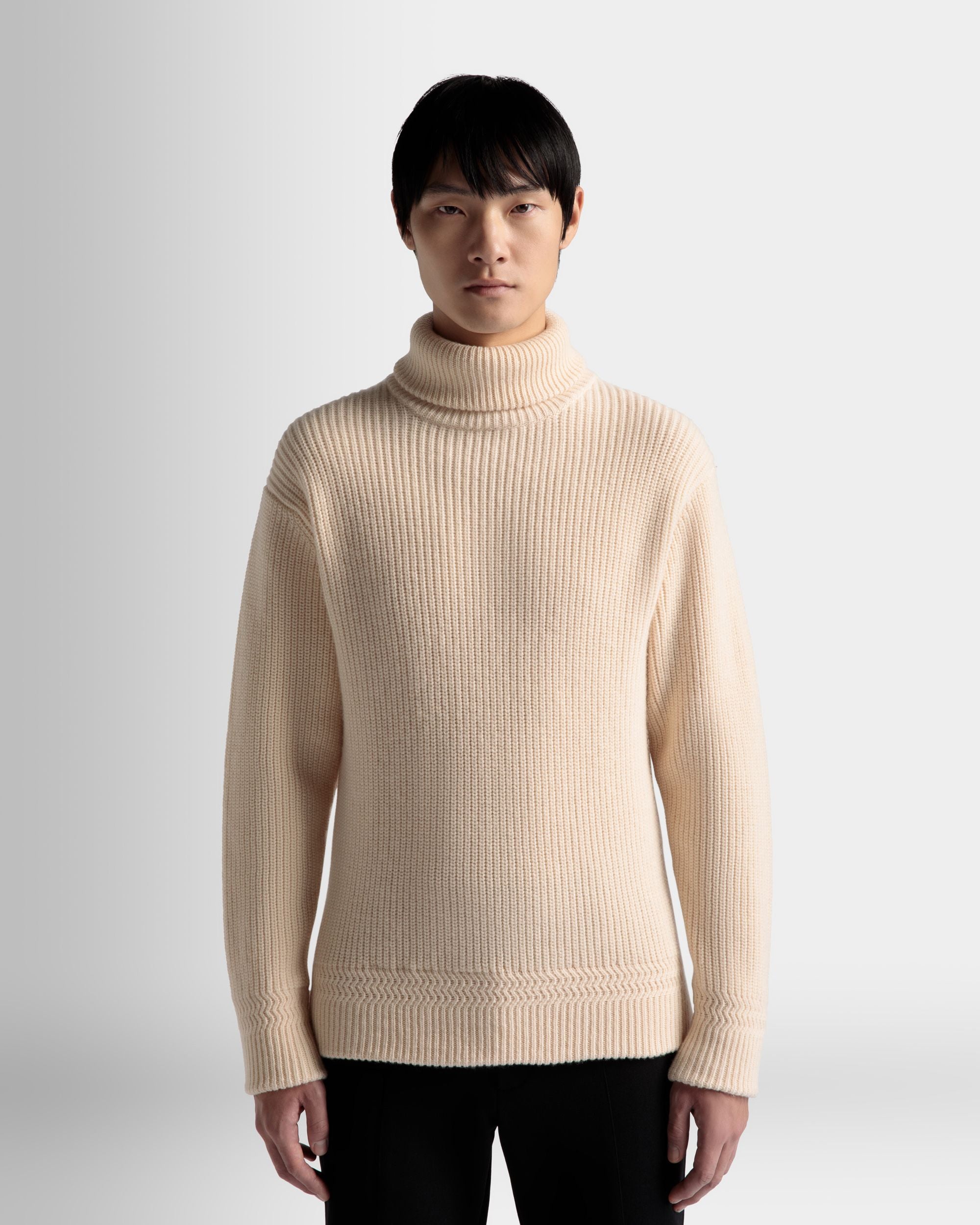 Turtleneck Sweater In Beige Wool - Men's - Bally - 03