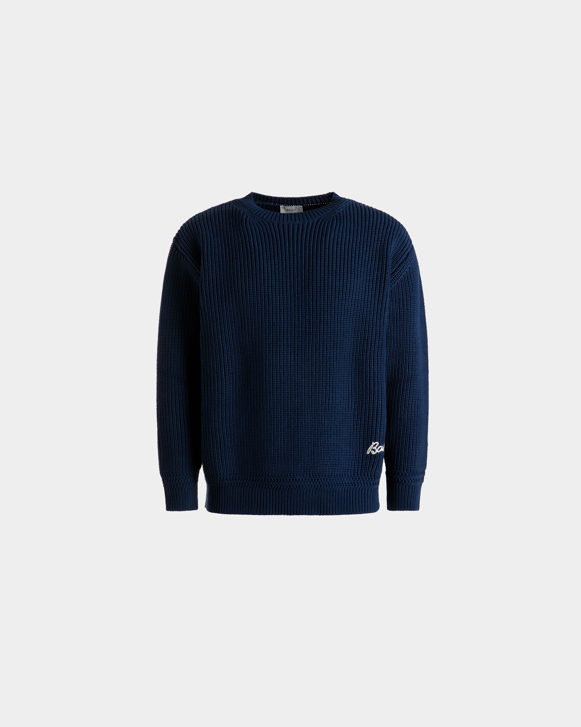 Rundhalspullover Aus Blauer Baumwolle - Herren - Bally - 01