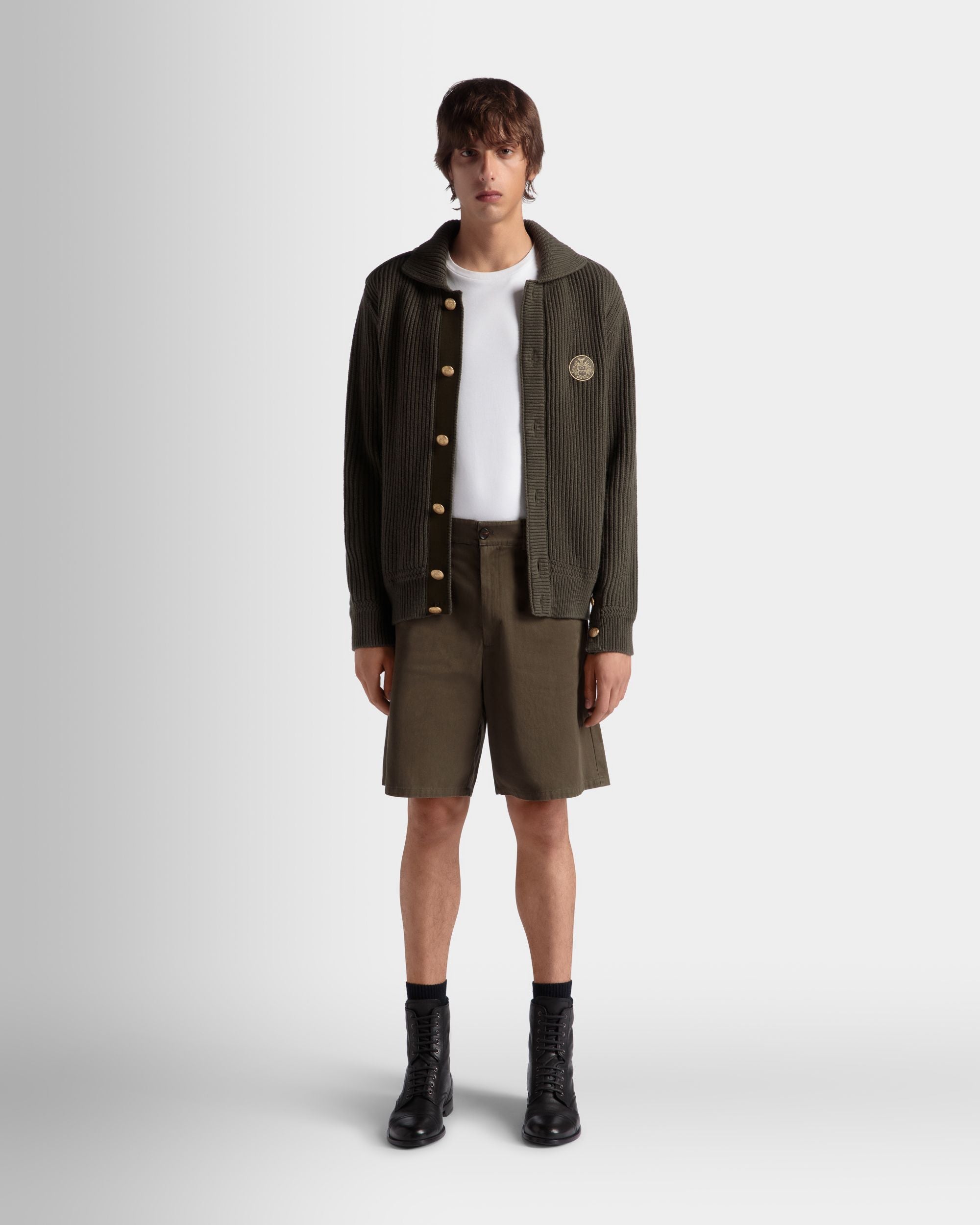 Cárdigan Adrien Brody Travel Collection De Lana Military Green - Hombre - Bally - 02