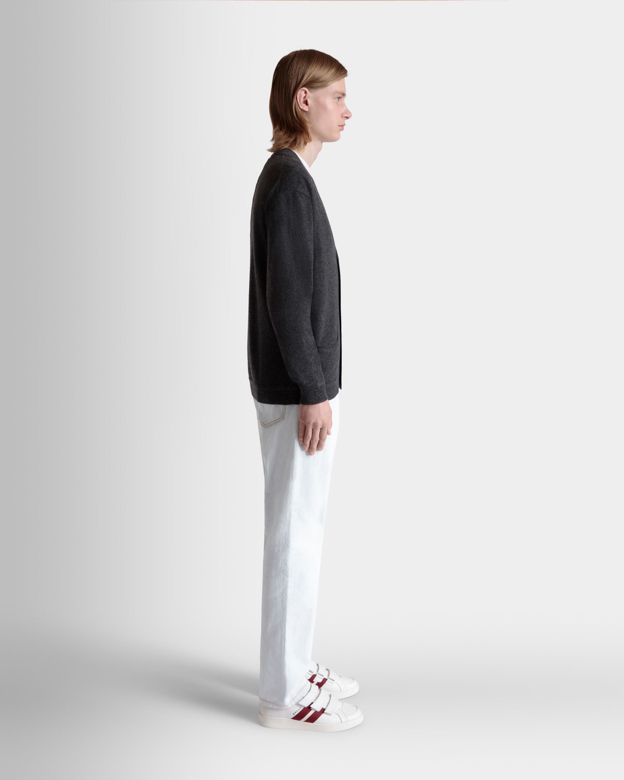 Cárdigan De Cachemira Gris Oscuro Con Escudo Bally Crest - Hombre - Bally - 05