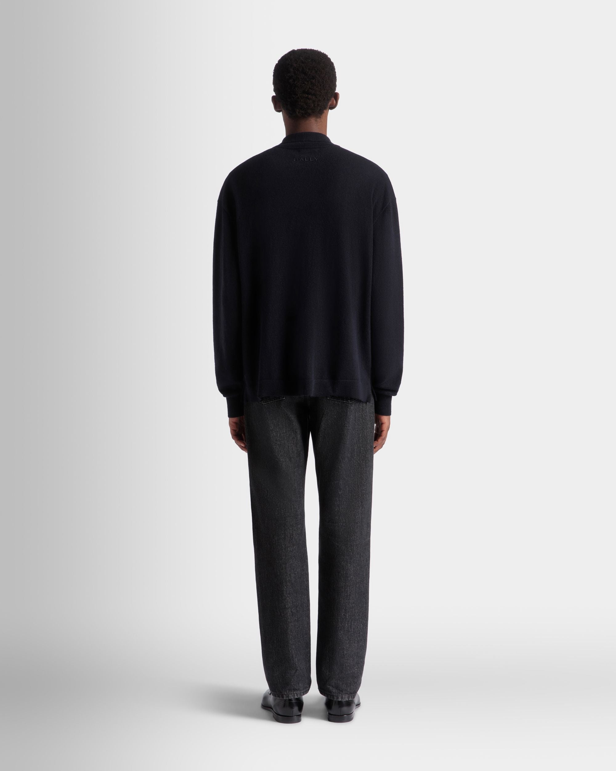 Chemise À Manches Longues Avec Logo En Cachemire Navy Blue - Homme - Bally - 07