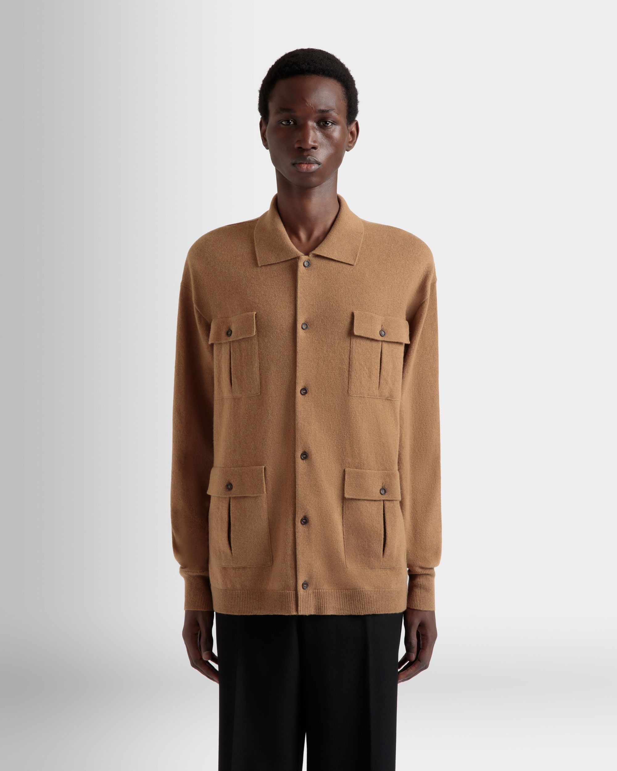 Camisa De Manga Larga De Cachemira Marrón Con Logo - Hombre - Bally - 08