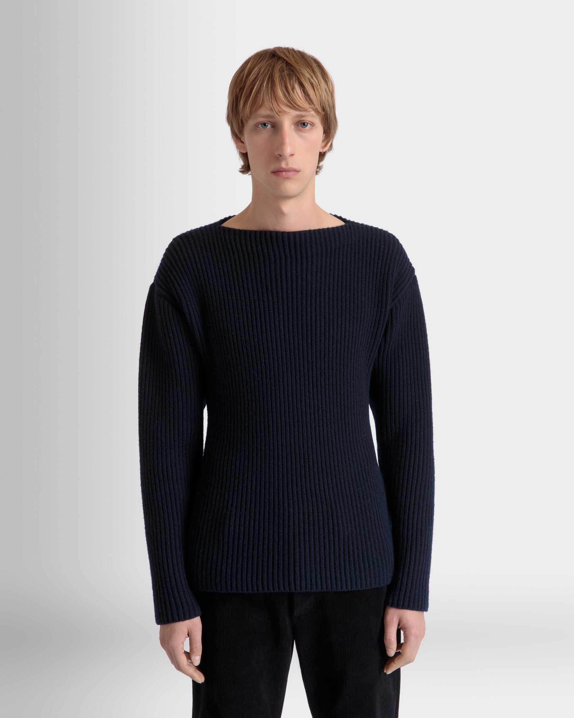 Pull Ras-Du-Cou En Laine Navy Blue - Homme - Bally - 03