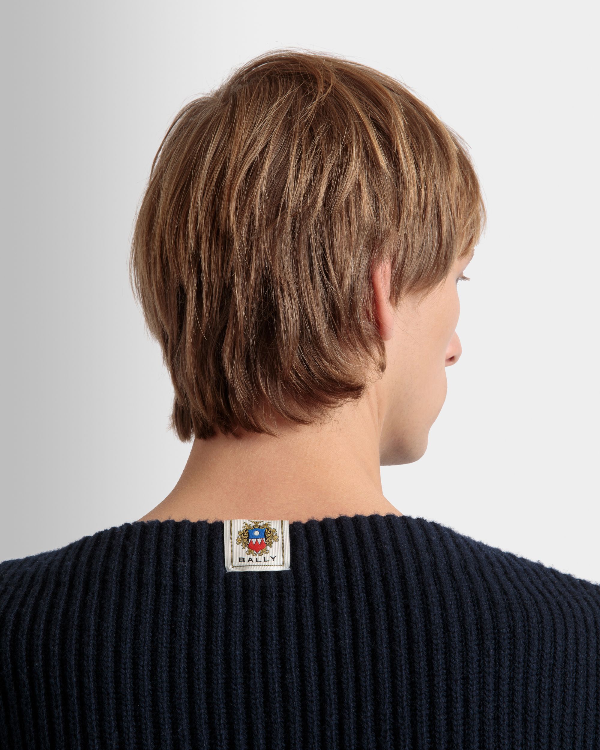Pull Ras-Du-Cou En Laine Navy Blue - Homme - Bally - 04