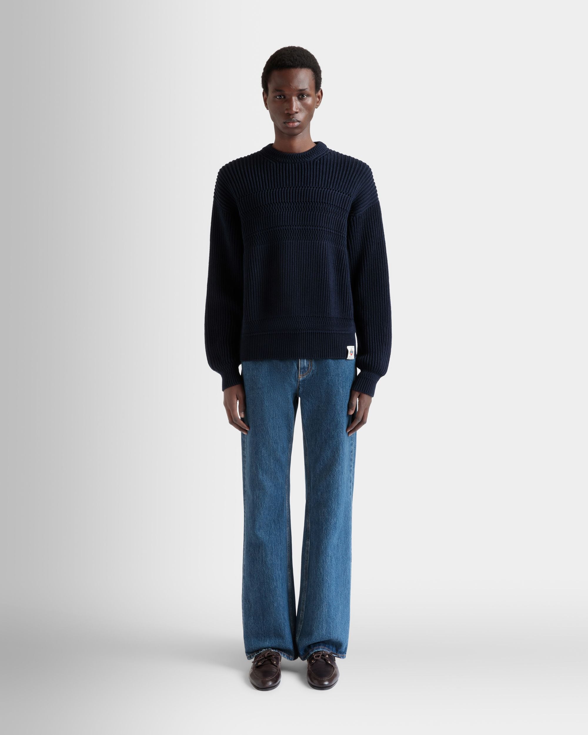 Pull Ras-Du-Cou En Coton Navy Blue - Homme - Bally - 02