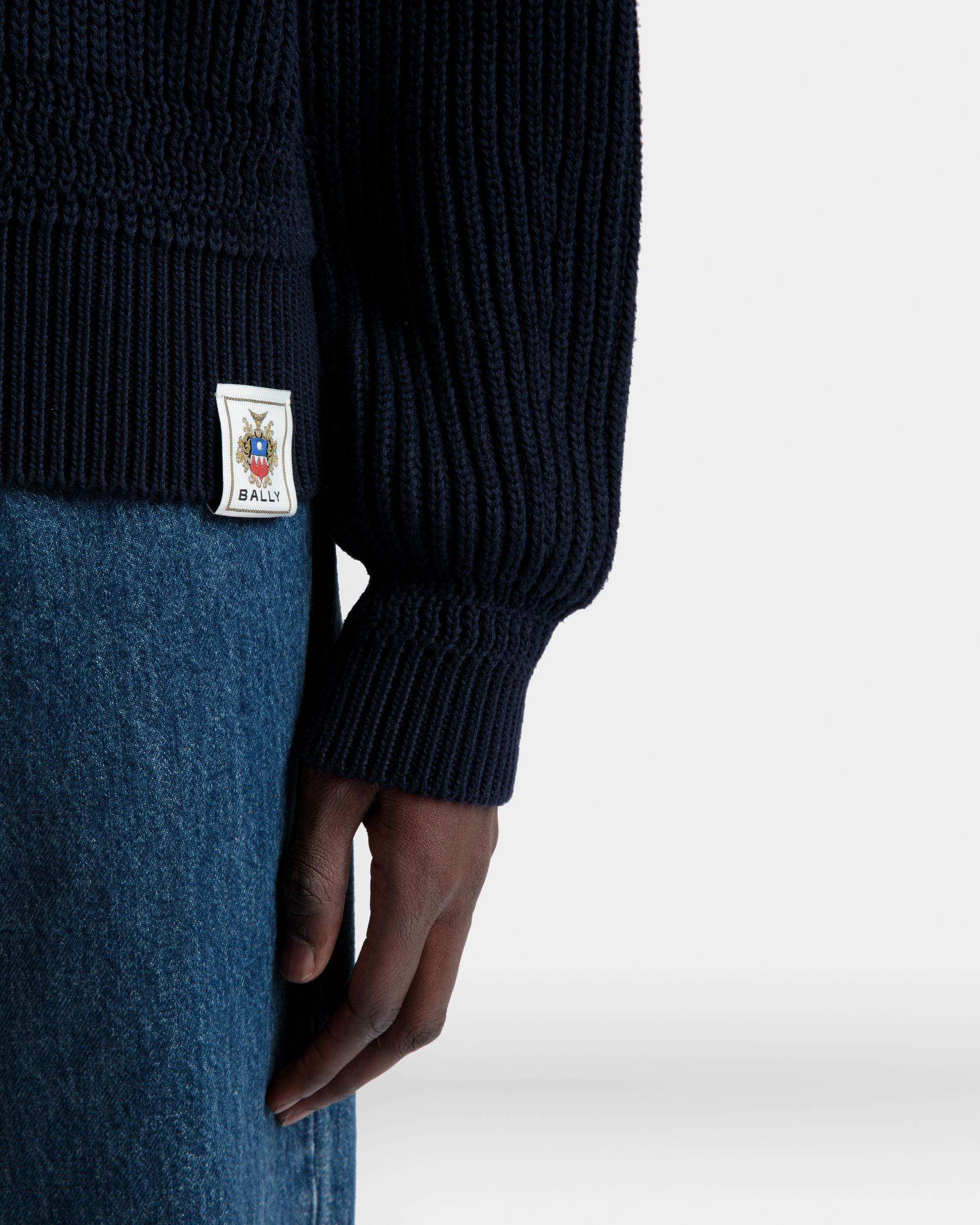 Pull Ras-Du-Cou En Coton Navy Blue - Homme - Bally - 03