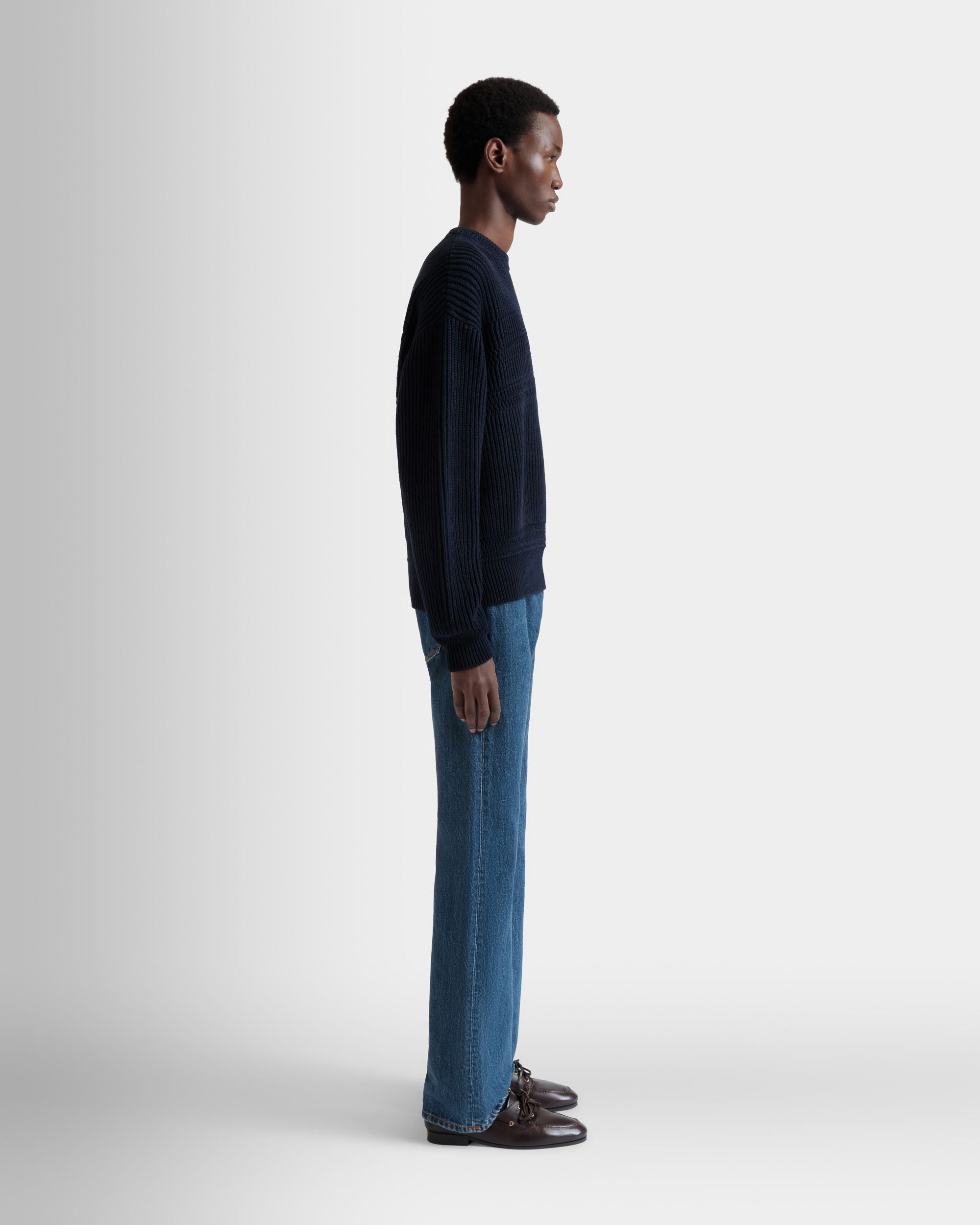 Pull Ras-Du-Cou En Coton Navy Blue - Homme - Bally - 05