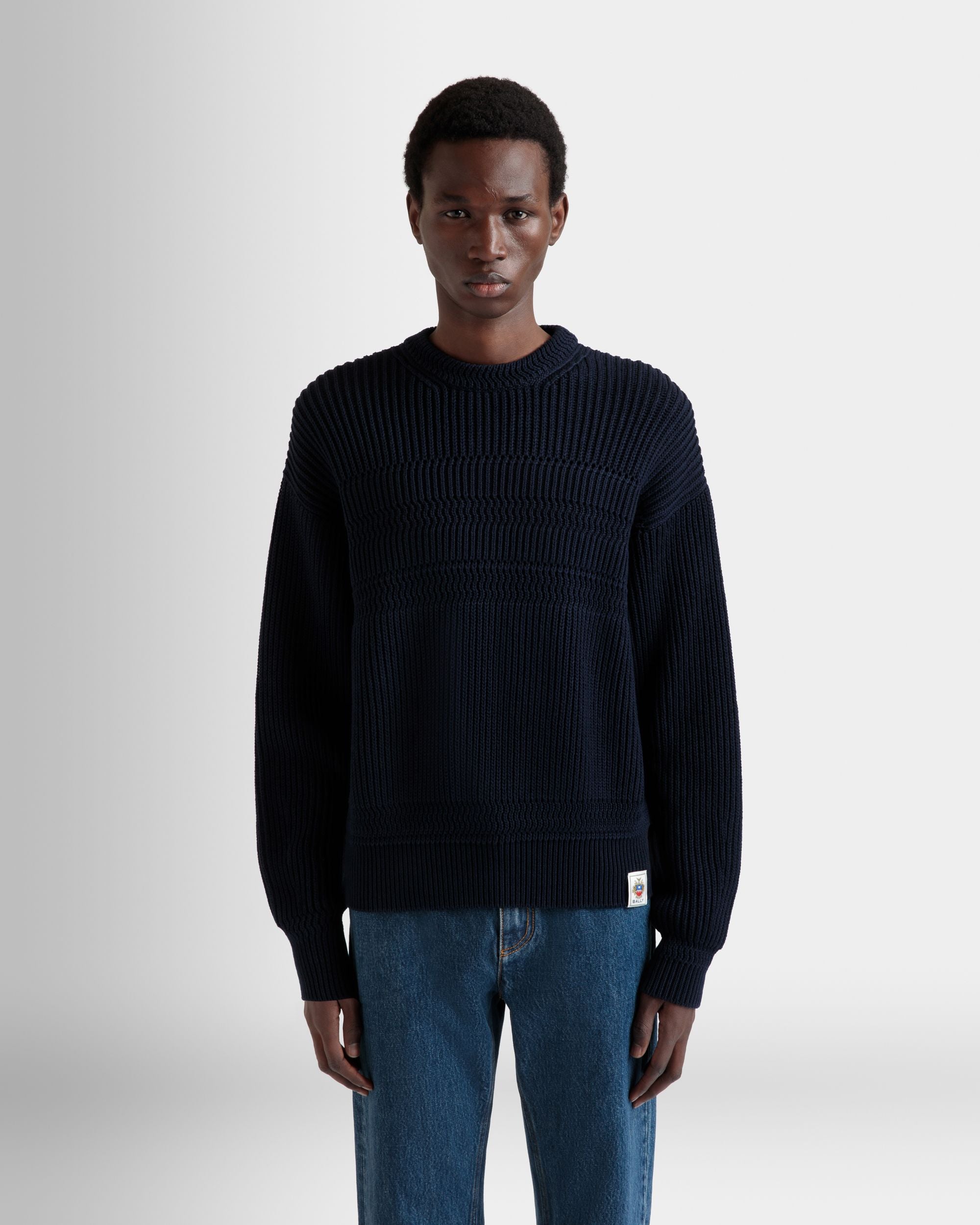 Pull Ras-Du-Cou En Coton Navy Blue - Homme - Bally - 08