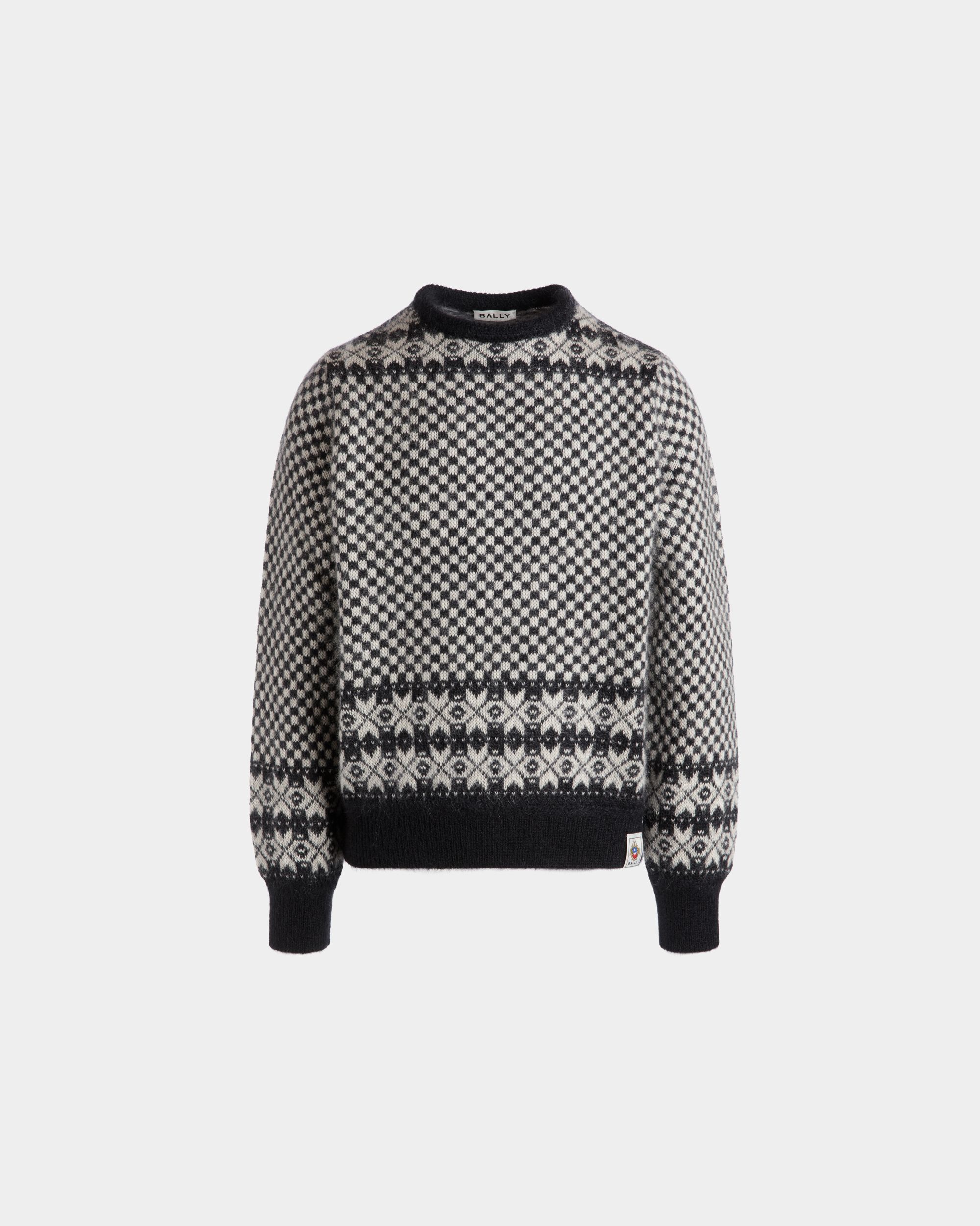 Pull Ras-Du-Cou En Mohair Et Soie Noir Et Blanc - Homme - Bally - 01