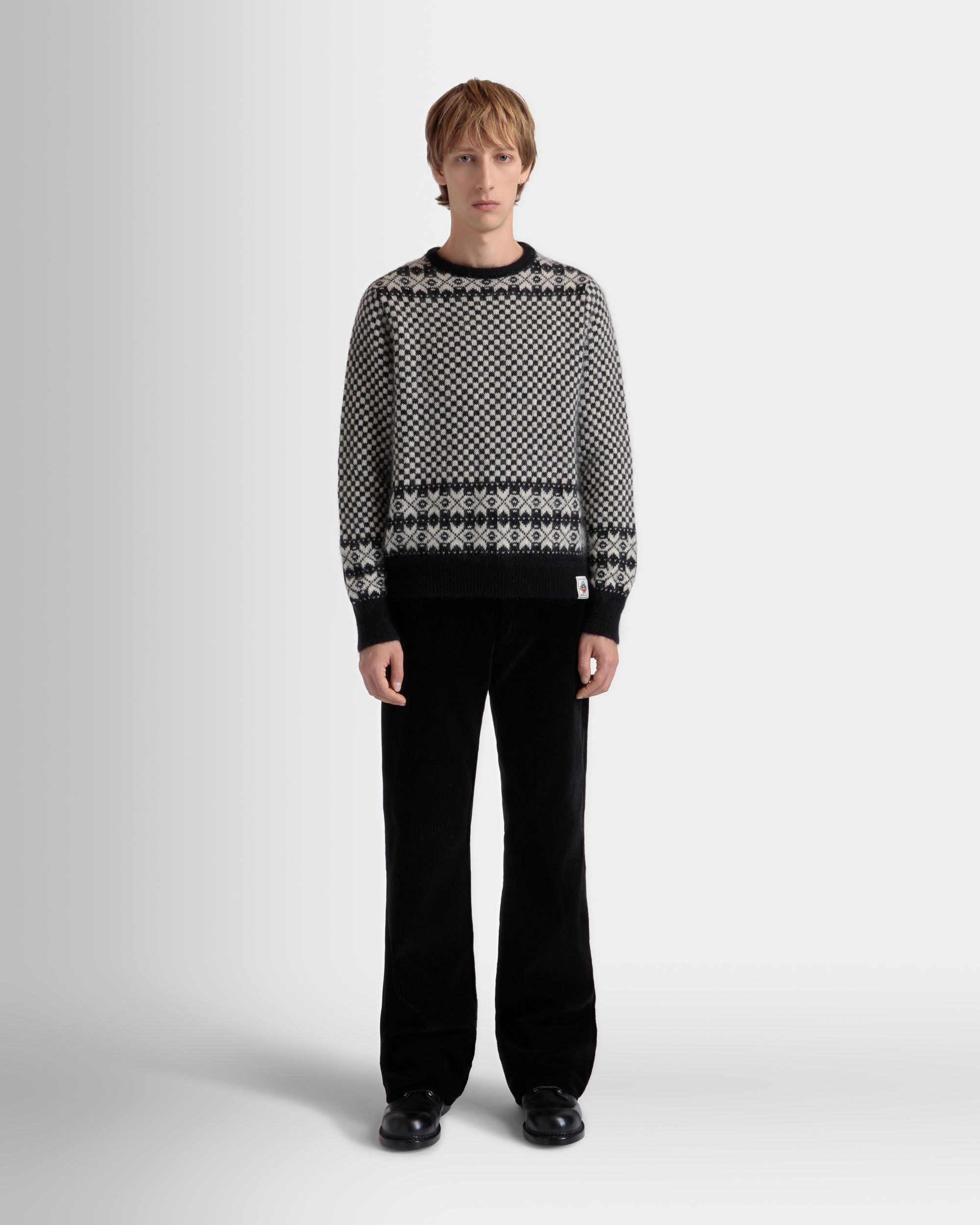 Pull Ras-Du-Cou En Mohair Et Soie Noir Et Blanc - Homme - Bally - 02