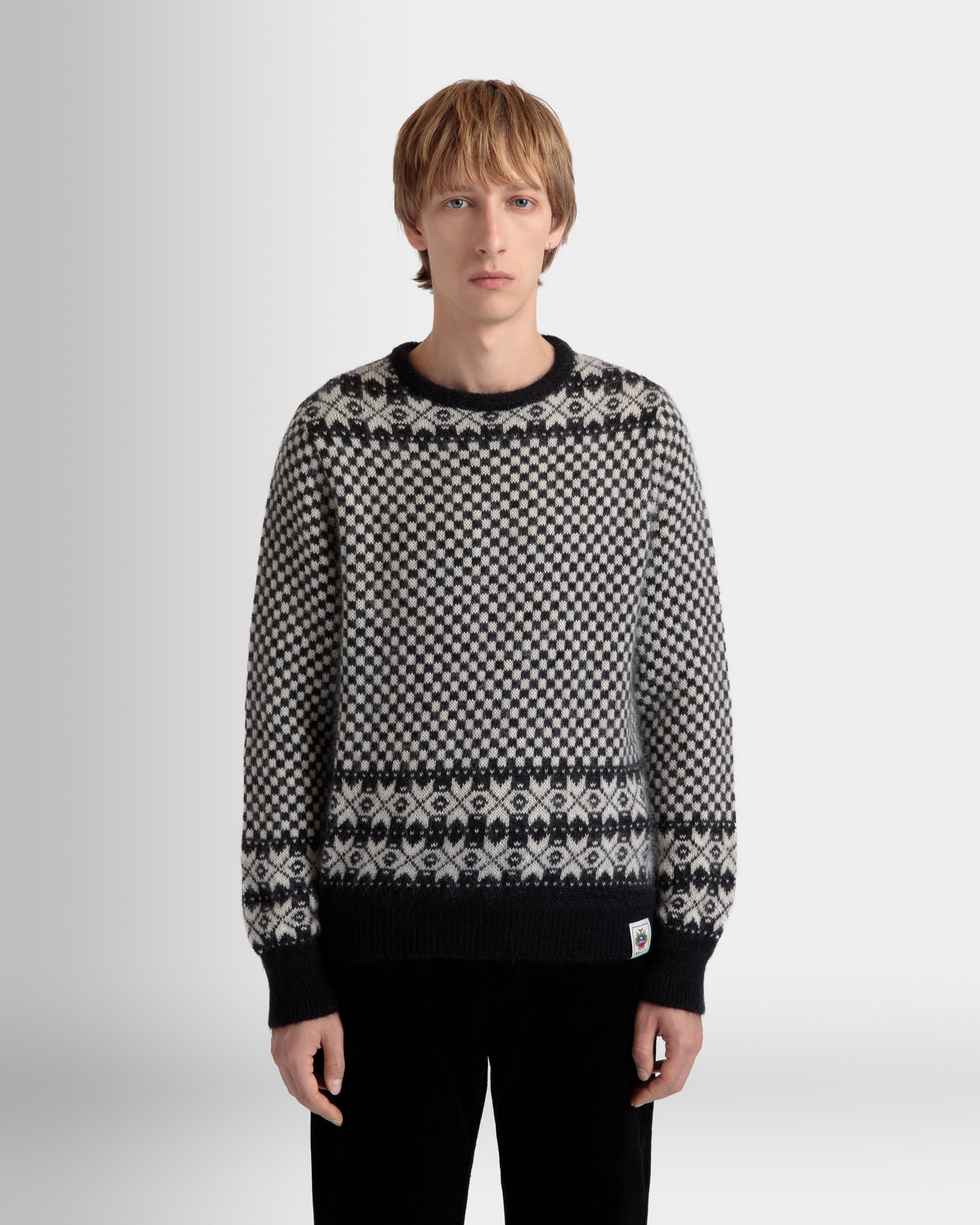 Pull Ras-Du-Cou En Mohair Et Soie Noir Et Blanc - Homme - Bally - 03