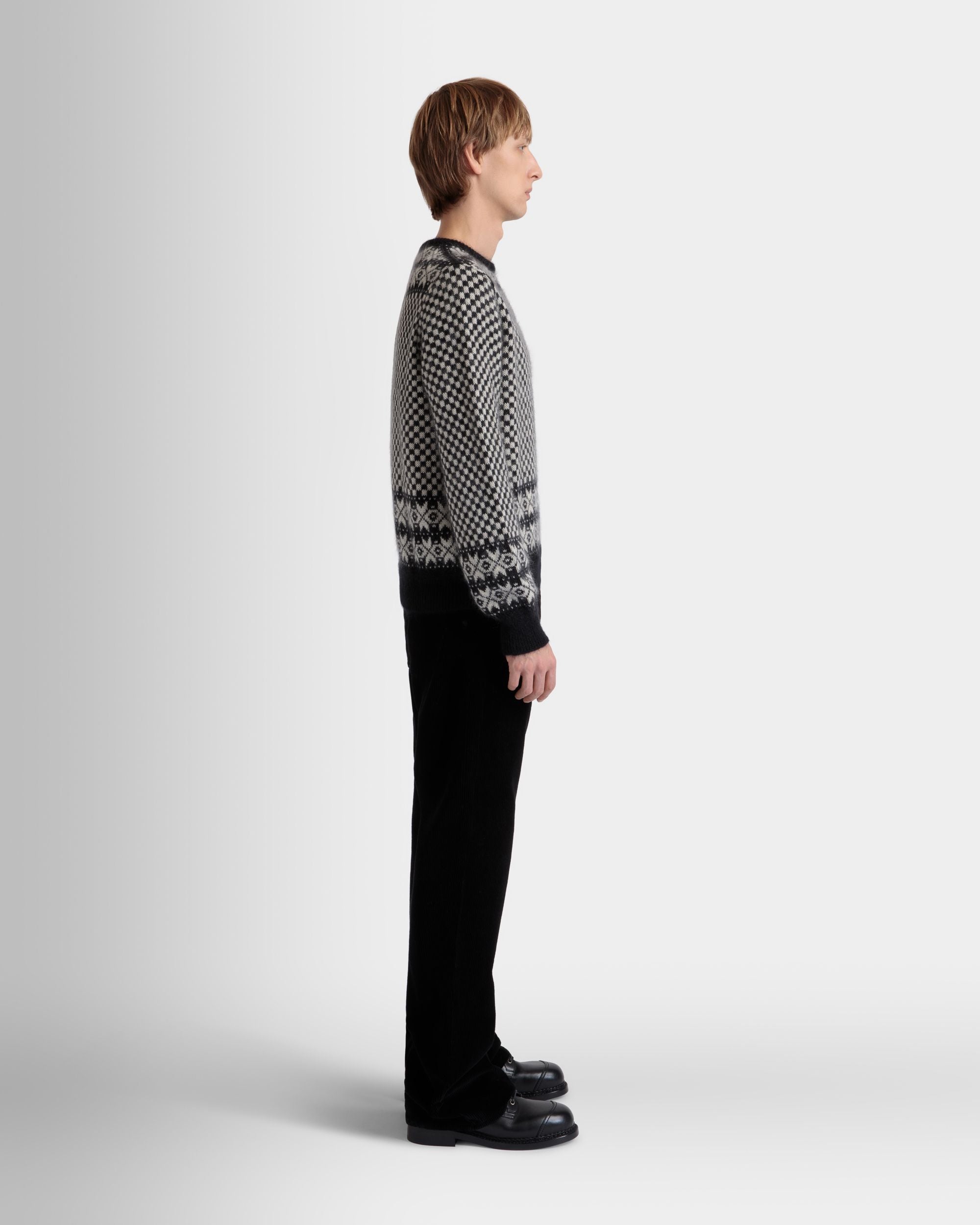 Pull Ras-Du-Cou En Mohair Et Soie Noir Et Blanc - Homme - Bally - 05