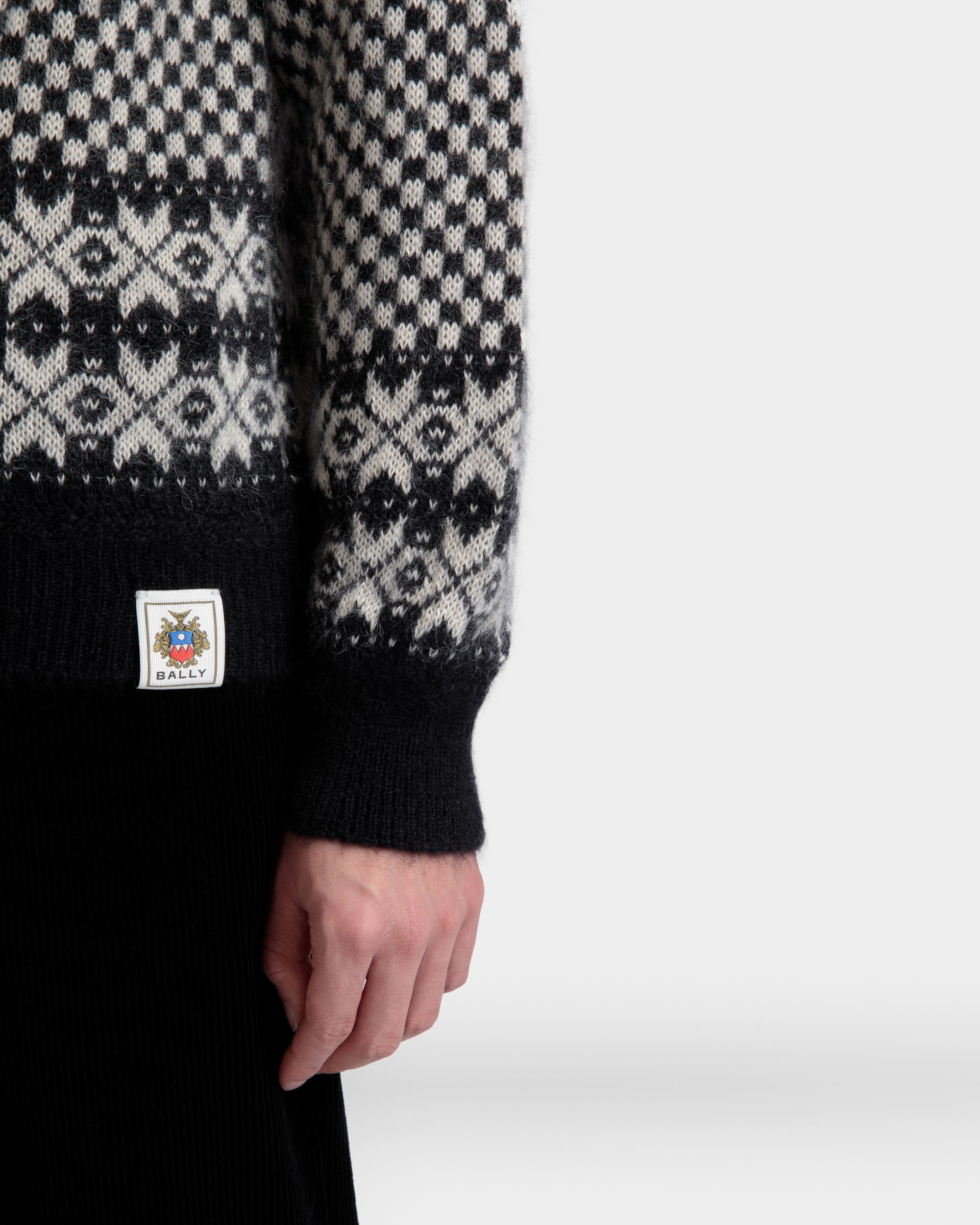 Pull Ras-Du-Cou En Mohair Et Soie Noir Et Blanc - Homme - Bally - 08