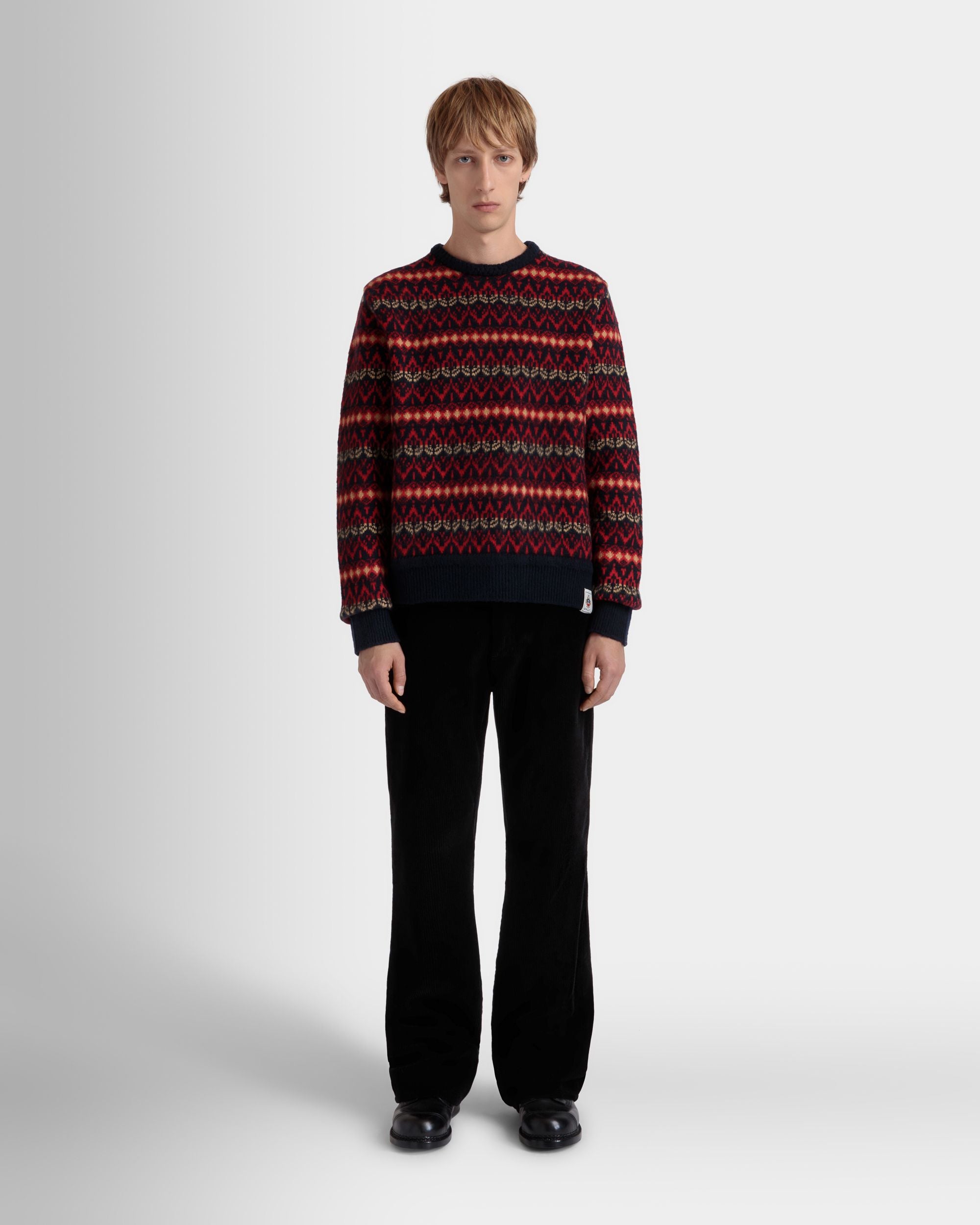 Crewneck Sweater In Multicolor Wool - Men's - Bally - 02