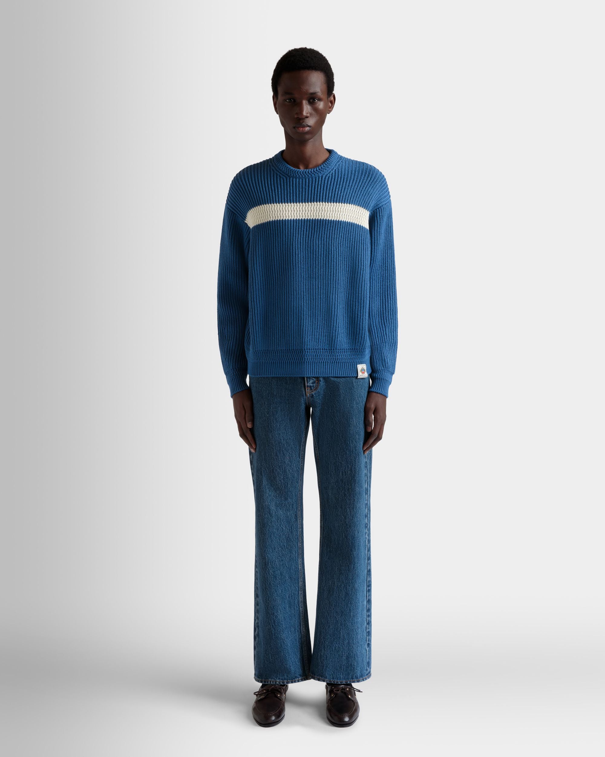 Pull Ras-Du-Cou En Coton Medium Blue - Homme - Bally - 02