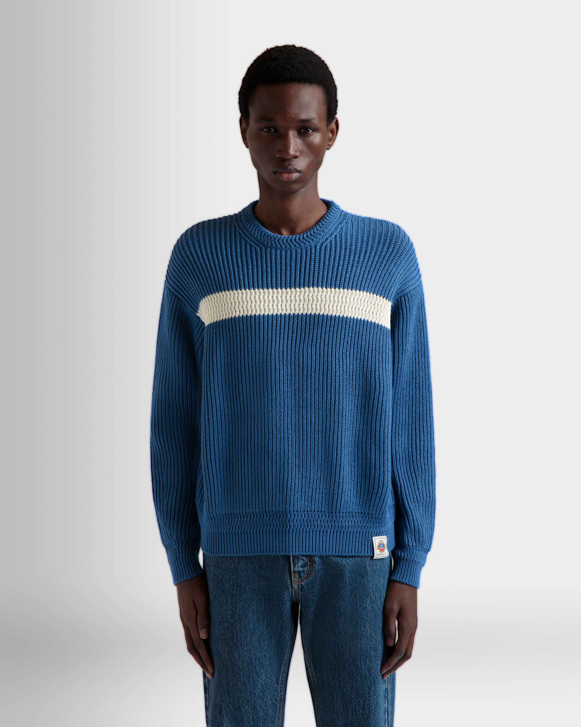 Pull Ras-Du-Cou En Coton Medium Blue - Homme - Bally - 08