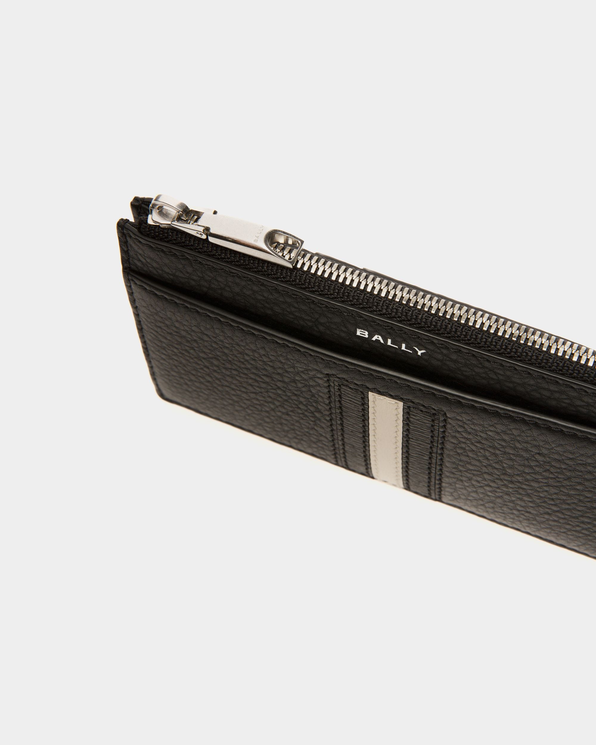 Ribbon Card Holder In Black Leather - Hombre - Bally - 04