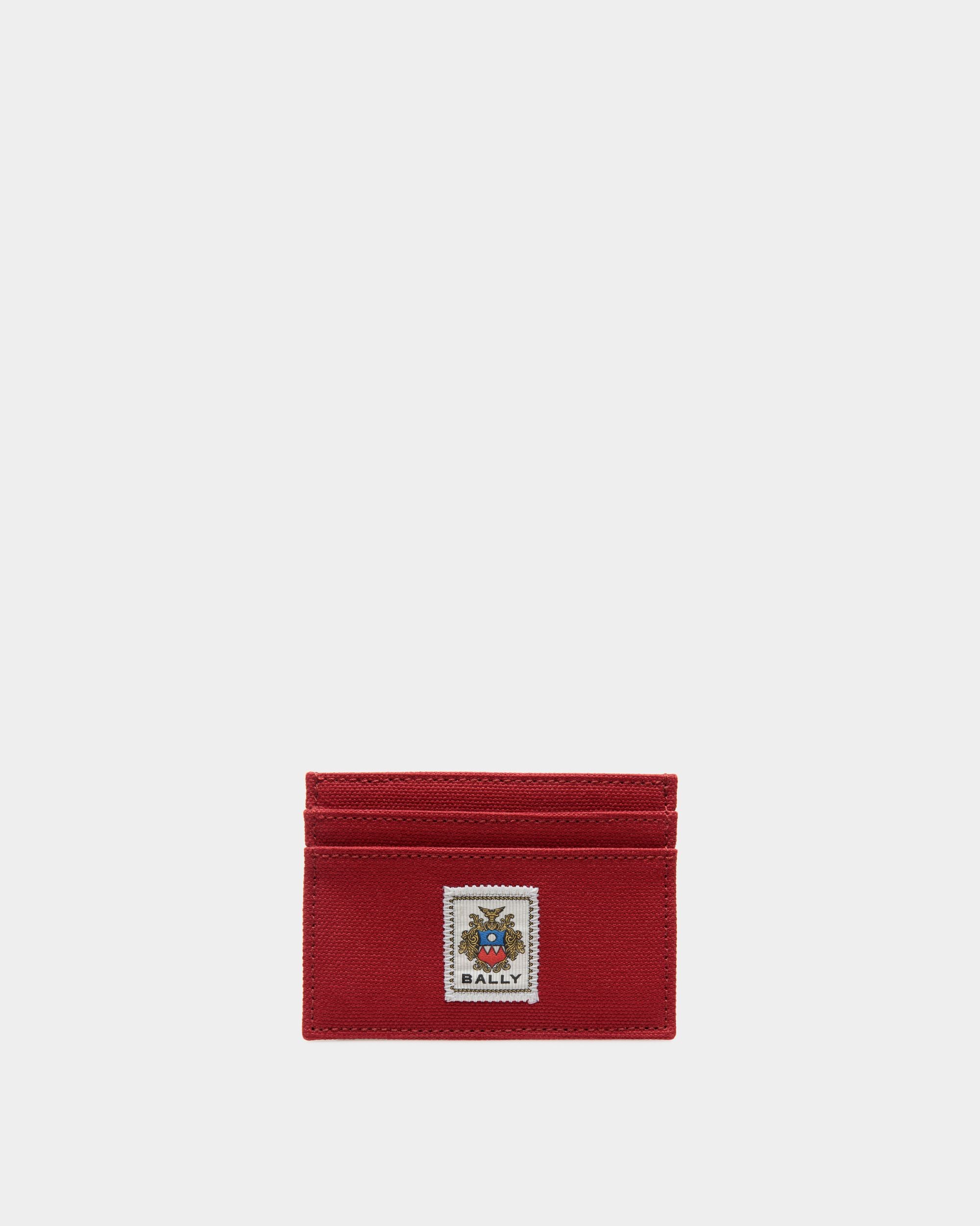 Men s Easy Bally Card Holder In Candy Red Cotton Canvas Bally
