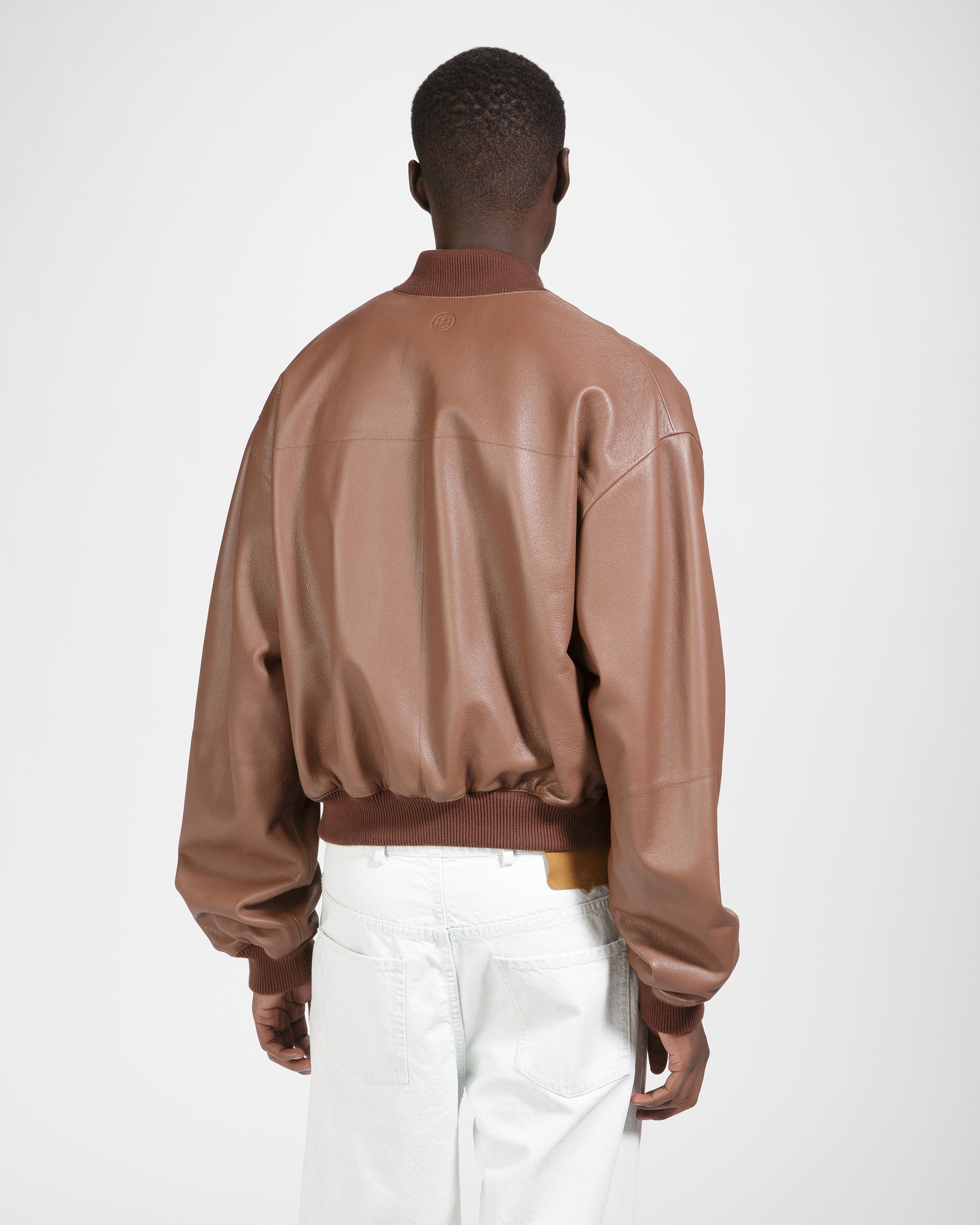 Blouson Bomber En Cuir Marron - Homme - Bally - 02