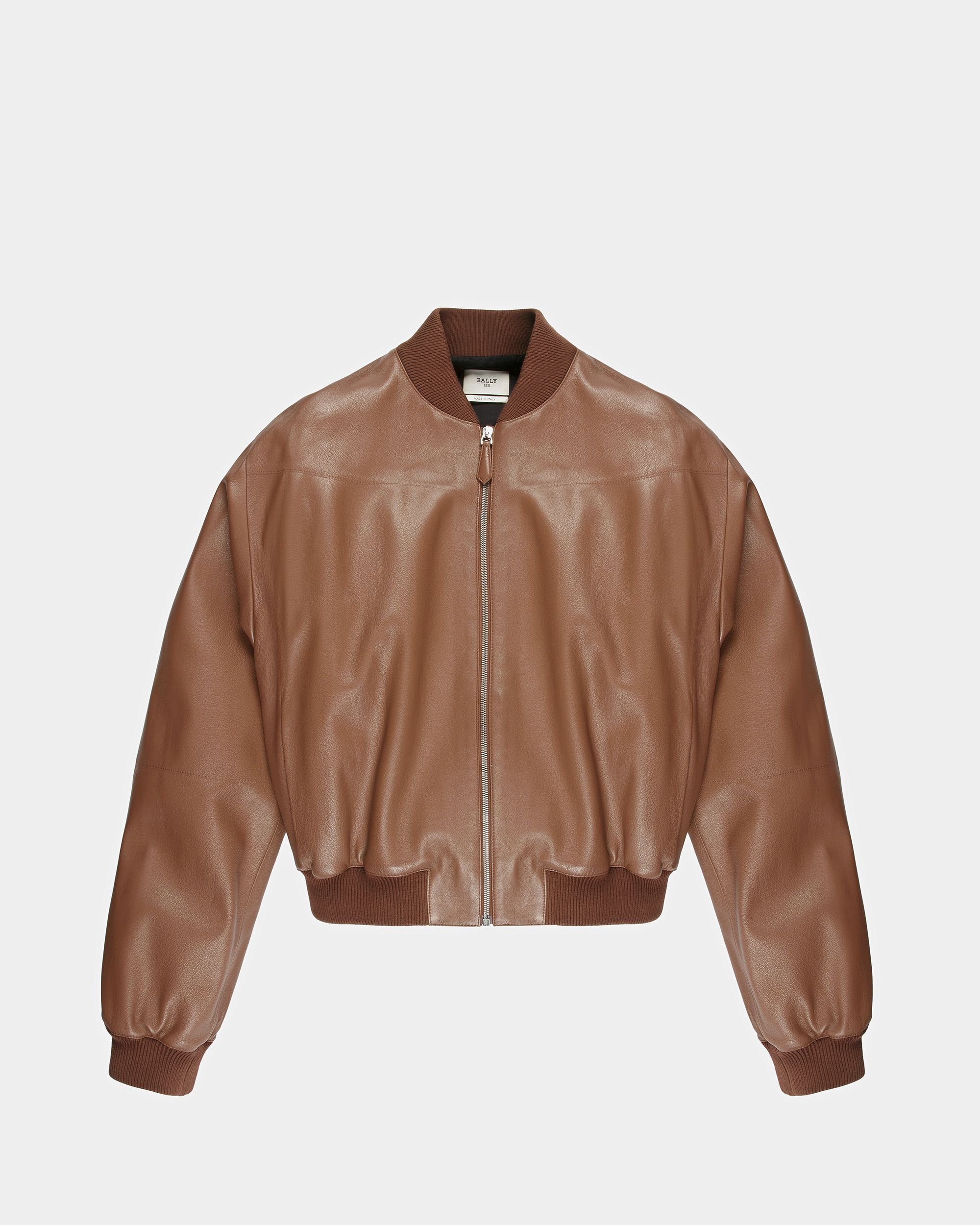 Blouson Bomber En Cuir Marron - Homme - Bally - 05