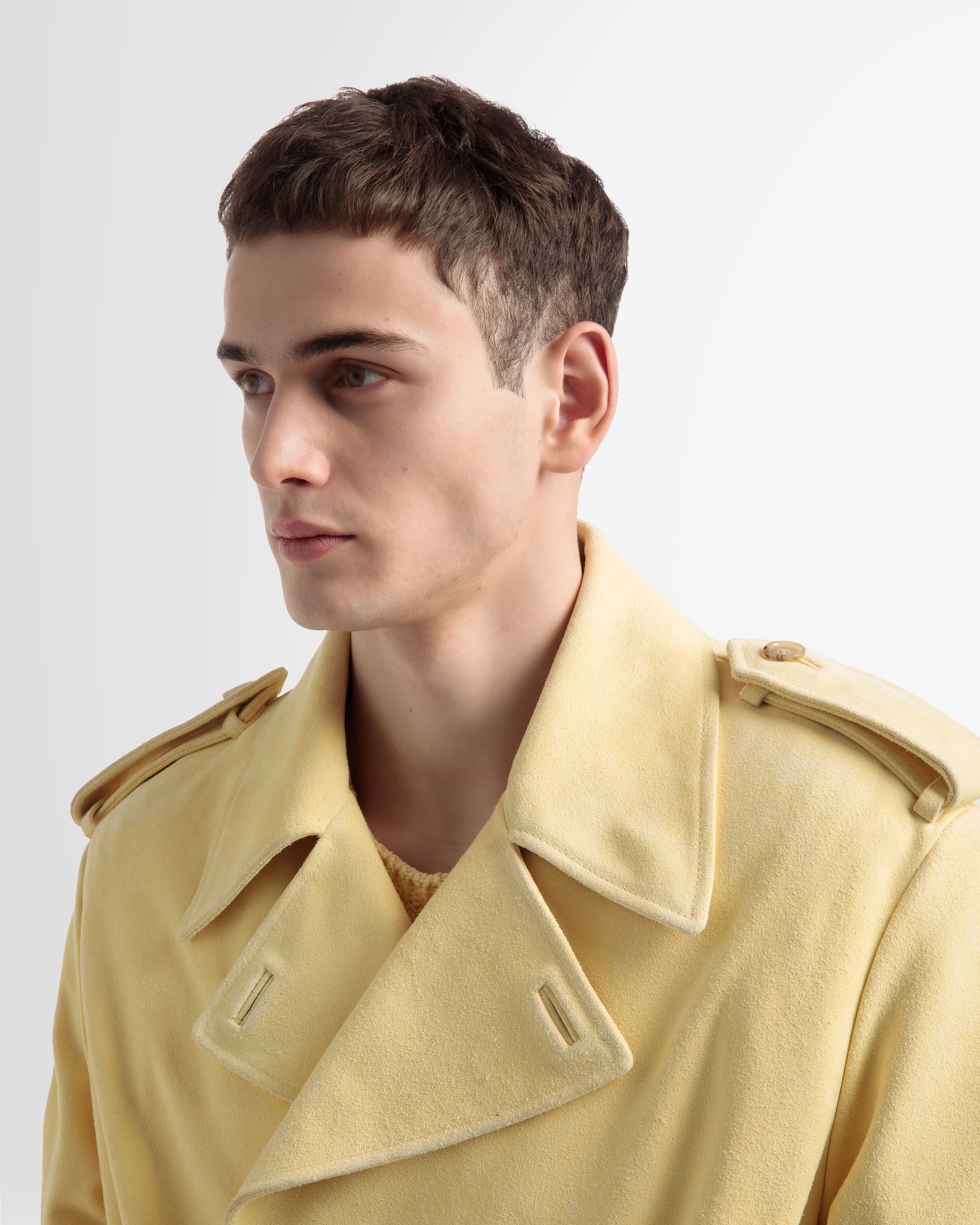 Trenchcoat Aus Leder Mit Gürtel In Gelb - Herren - Bally - 03