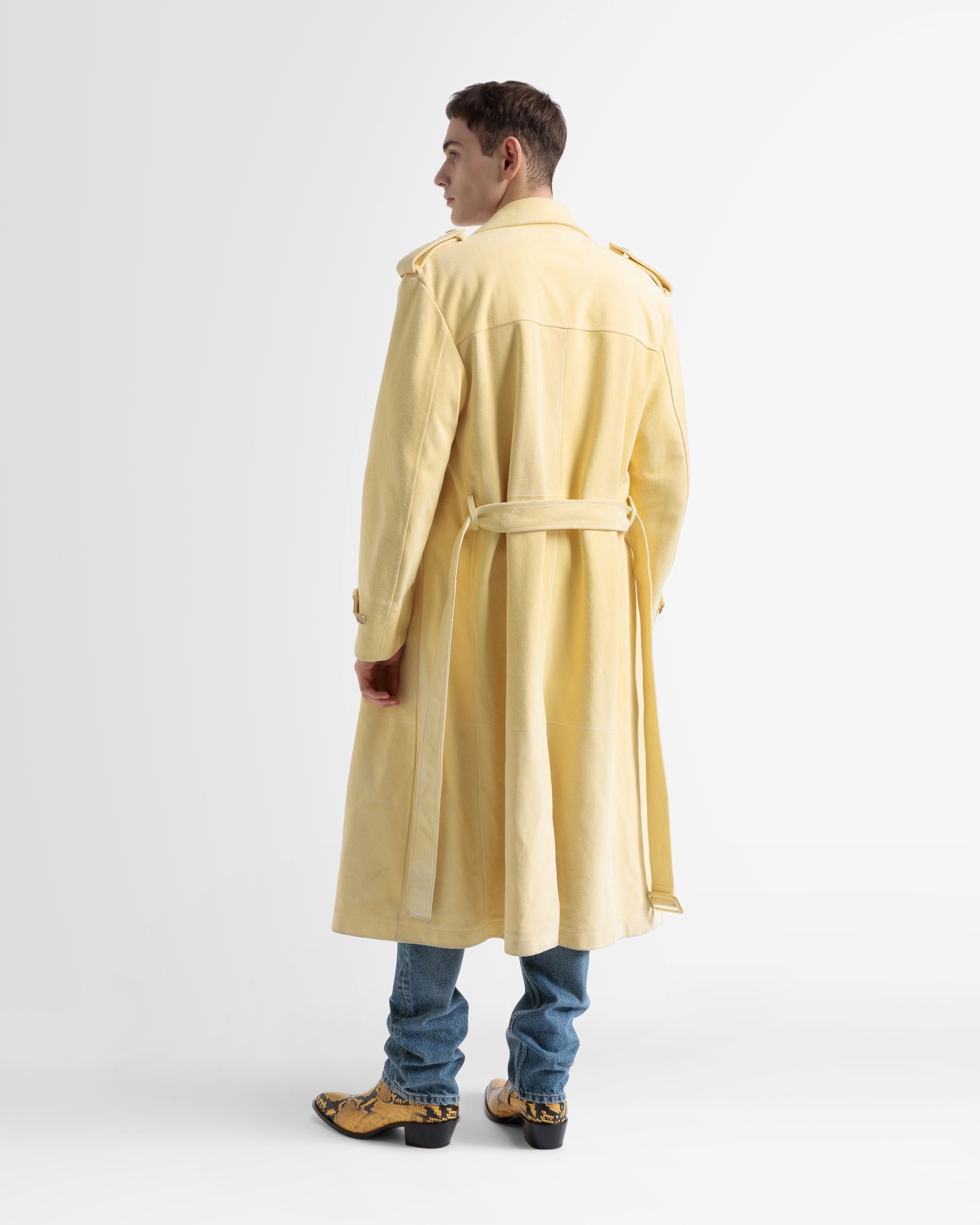 Trenchcoat Aus Leder Mit Gürtel In Gelb - Herren - Bally - 05