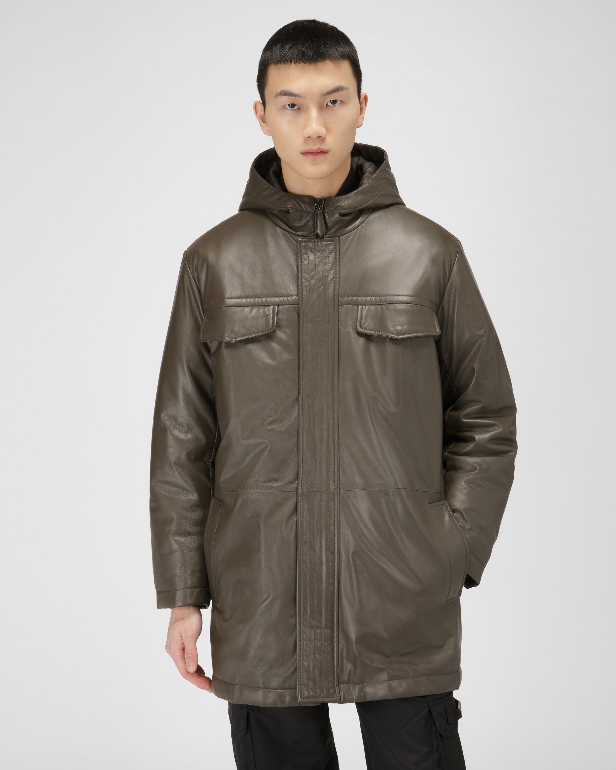 Manteau En Cuir Marron - Homme - Bally - 01