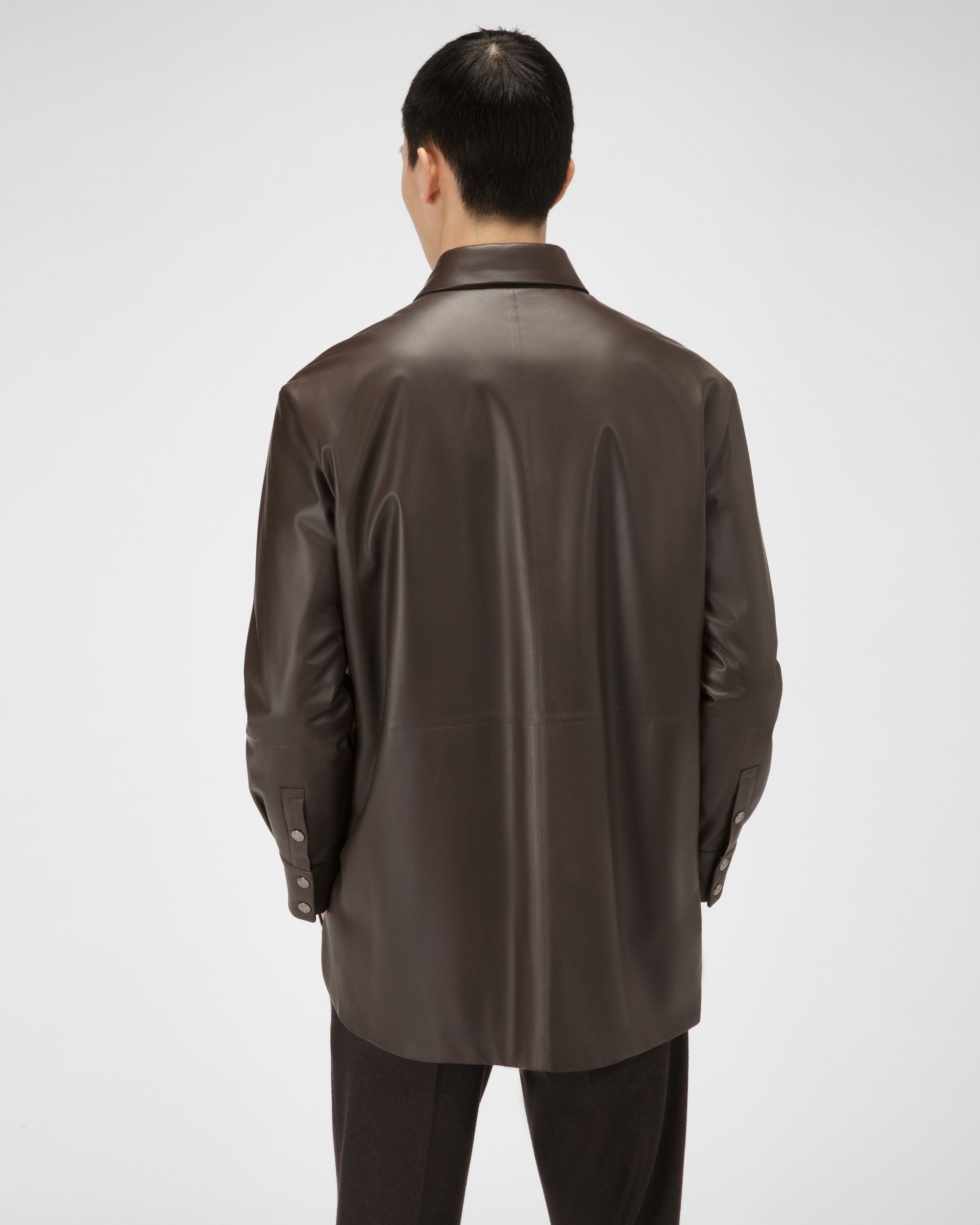 Veste En Cuir En Brun Ébène - Homme - Bally - 03