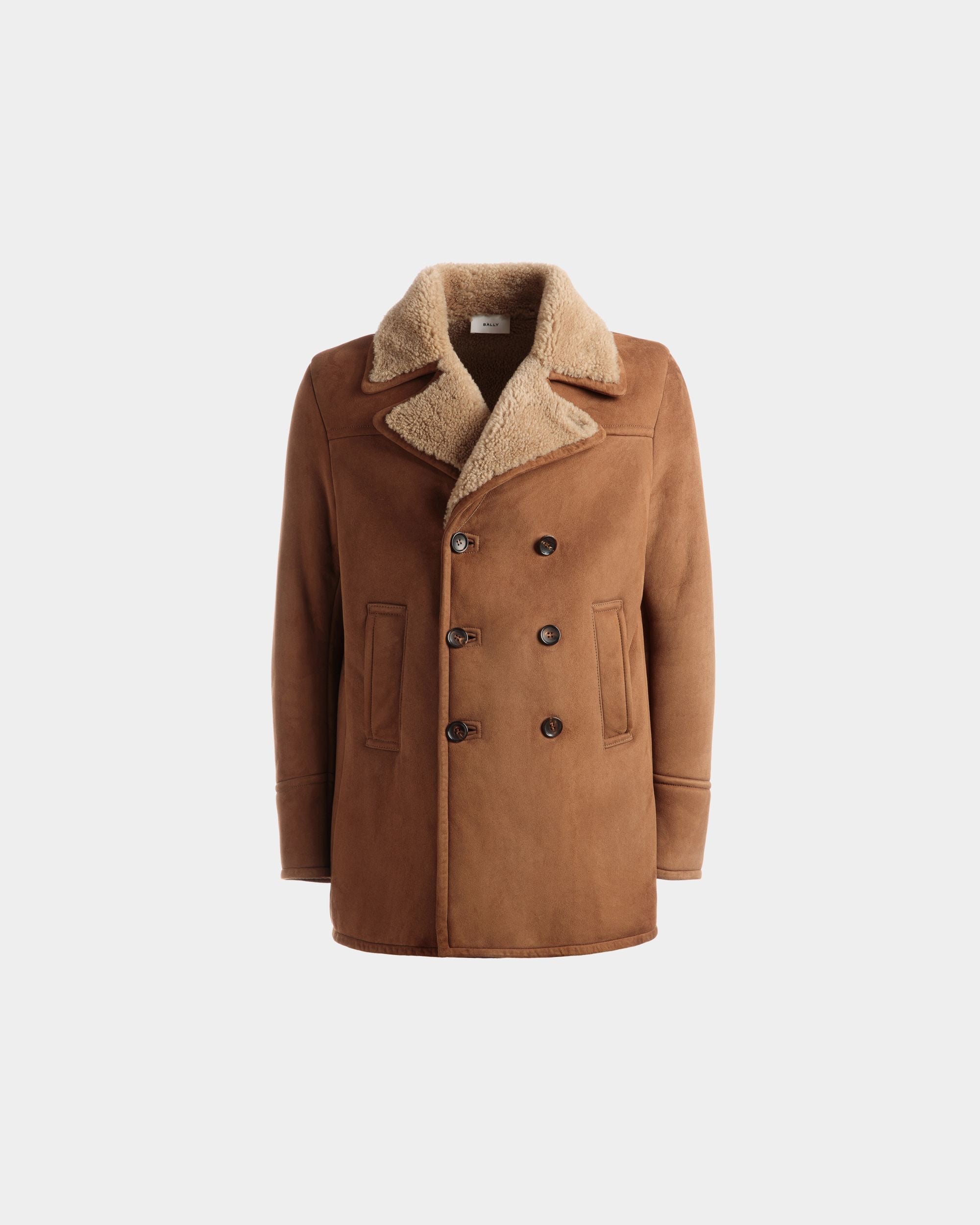 Zweireihiger Lammfellmantel Aus Veloursleder In Braun - Herren - Bally - 01