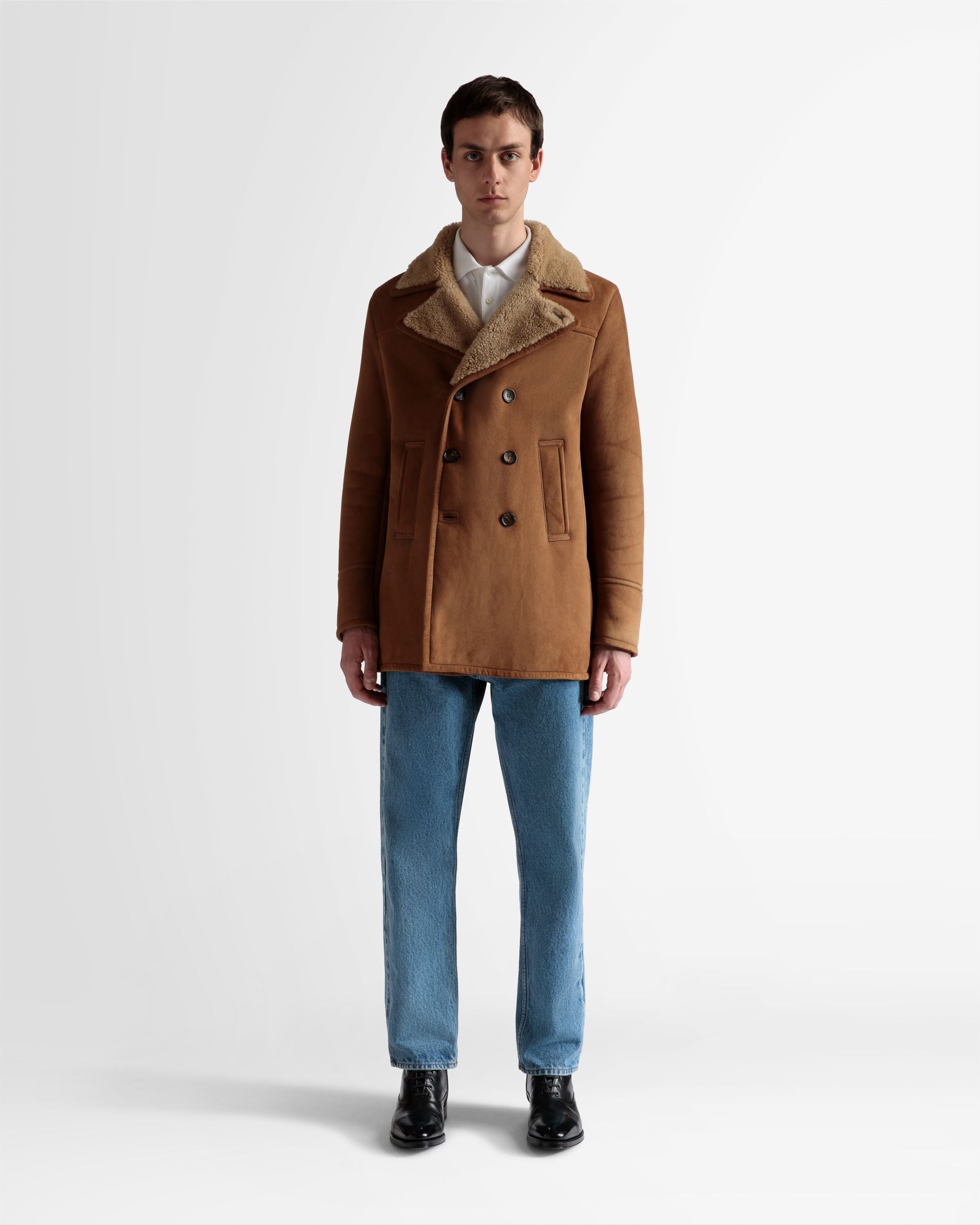 Zweireihiger Lammfellmantel Aus Veloursleder In Braun - Herren - Bally - 02