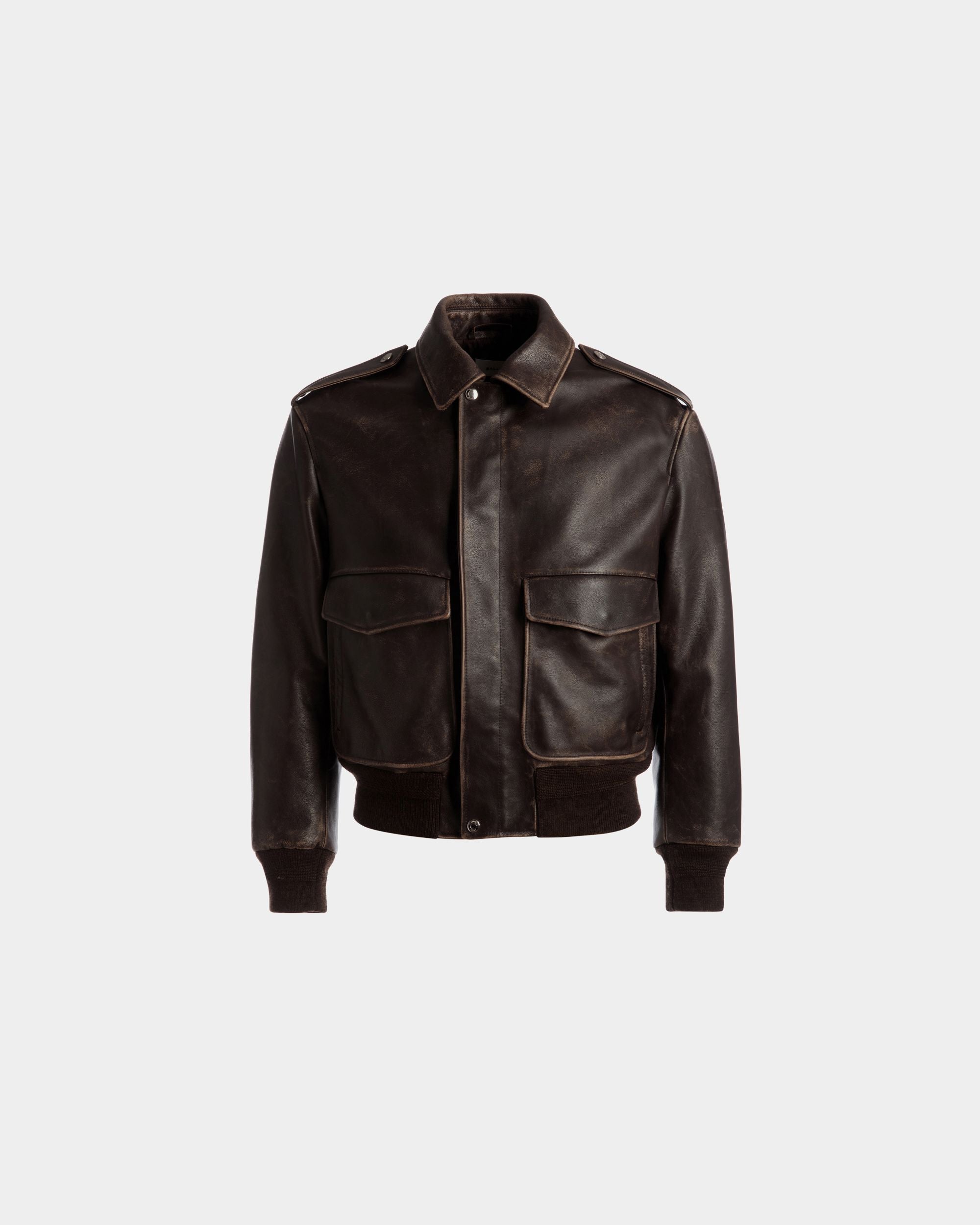Blouson bomber En cuir marron - Homme - Bally - 01