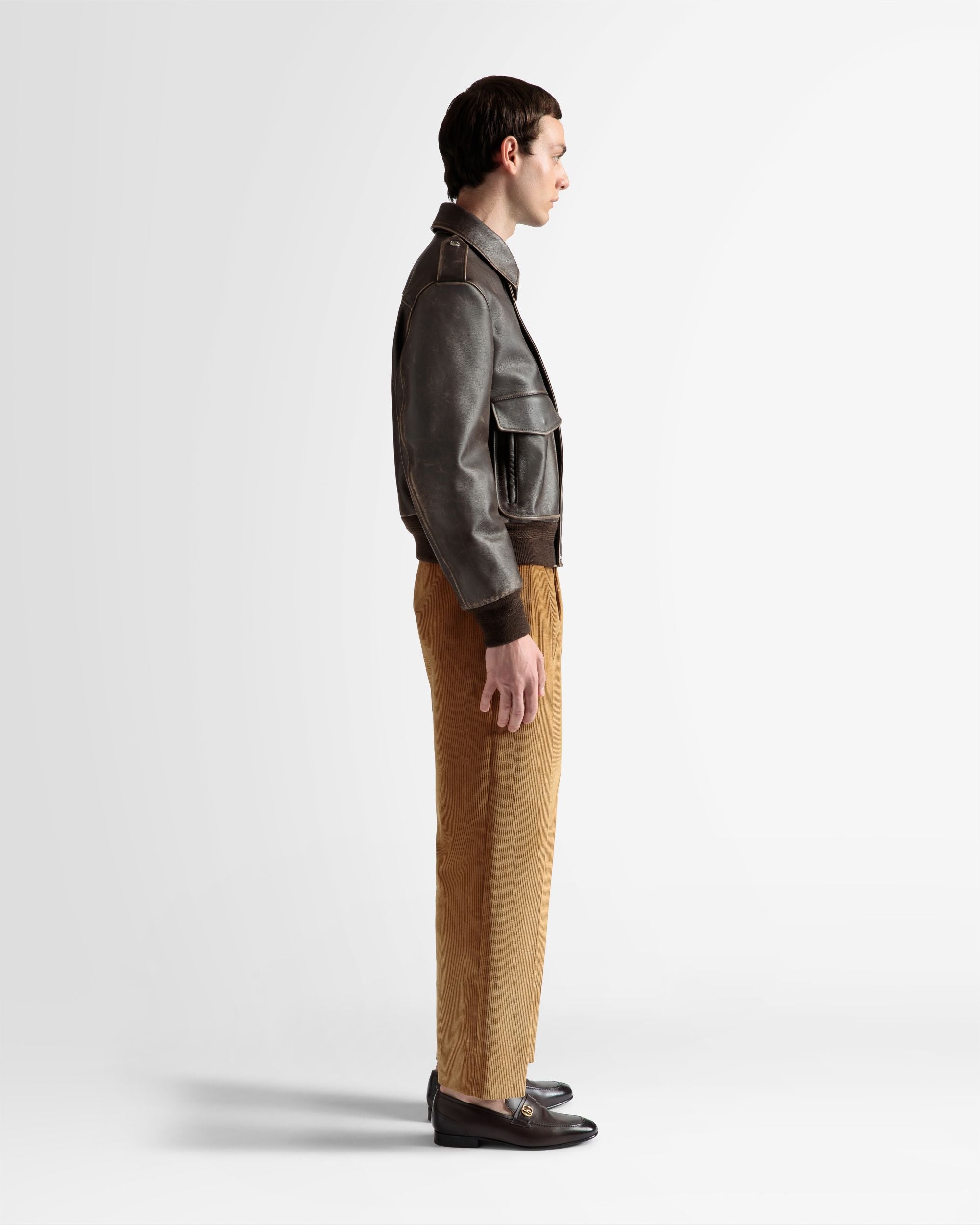 Blouson bomber En cuir marron - Homme - Bally - 04