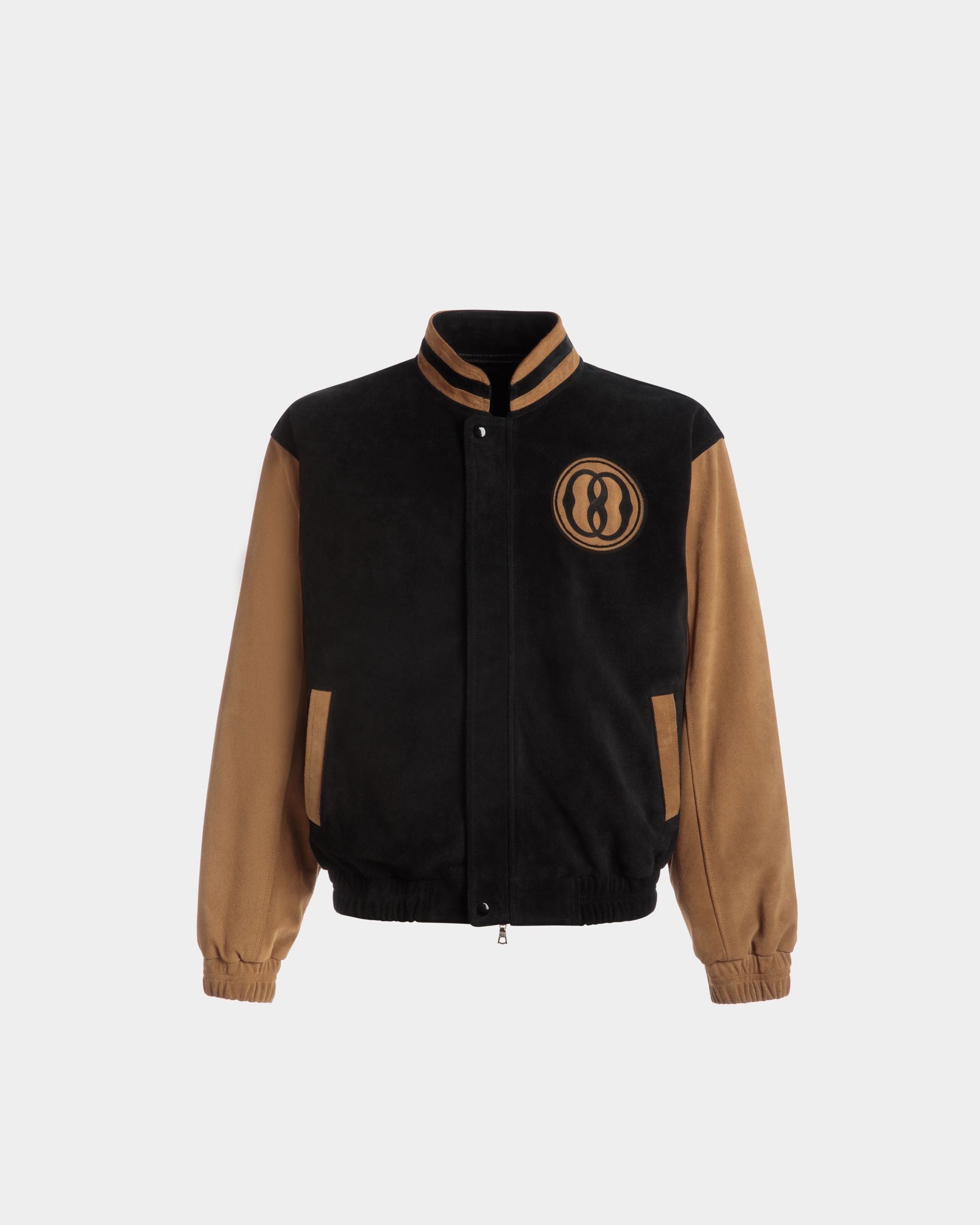 Letterman Jacke Aus Veloursleder in Schwarz und Desert - Herren - Bally - 01