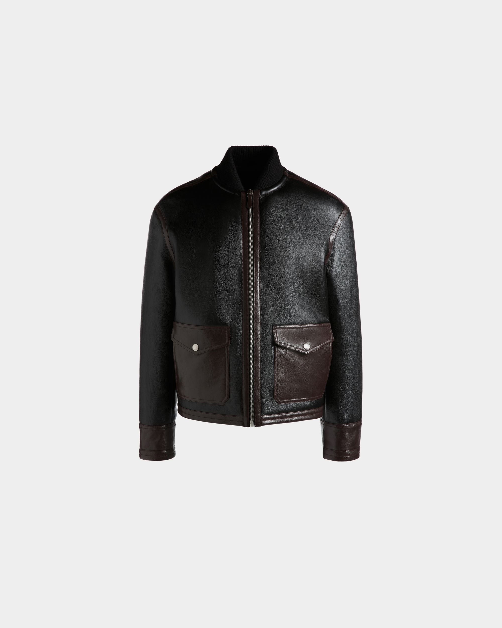 Bomberjacke Aus Schwarzem Leder Mit Shearling-Futter - Herren - Bally - 01