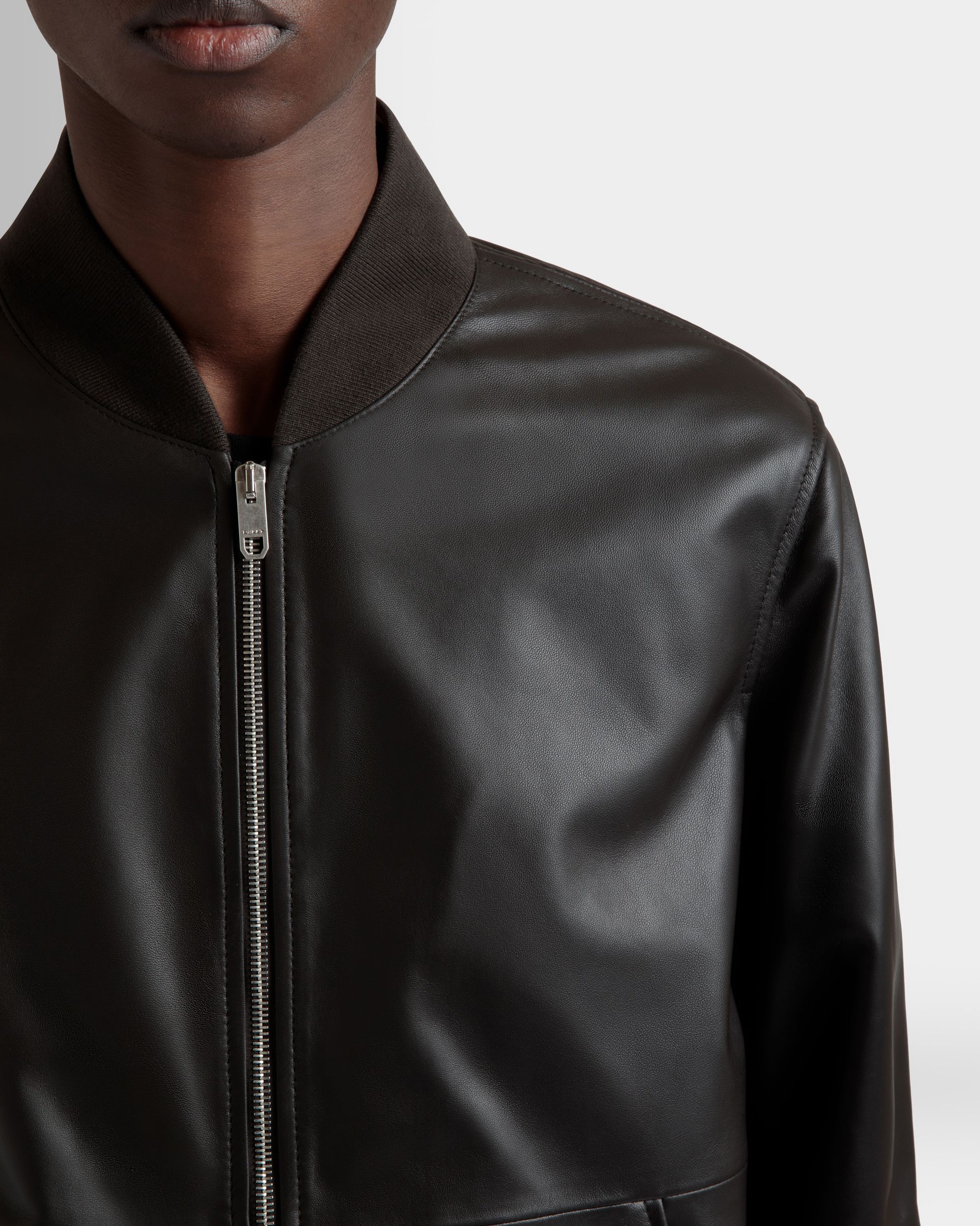 Blouson Bomber En Cuir Ebano - Homme - Bally - 03