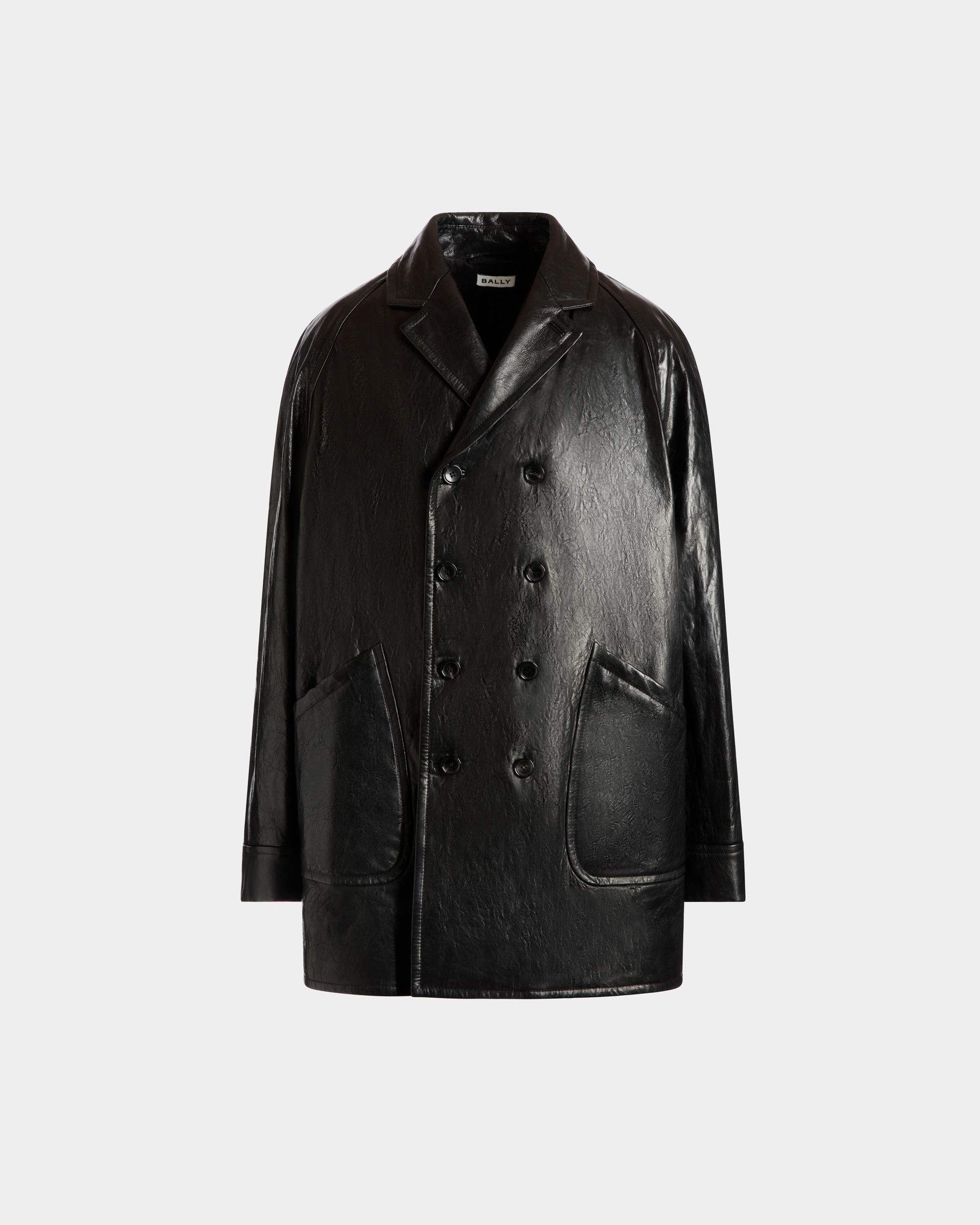 Manteau Croisé En Cuir Noir - Homme - Bally - 01