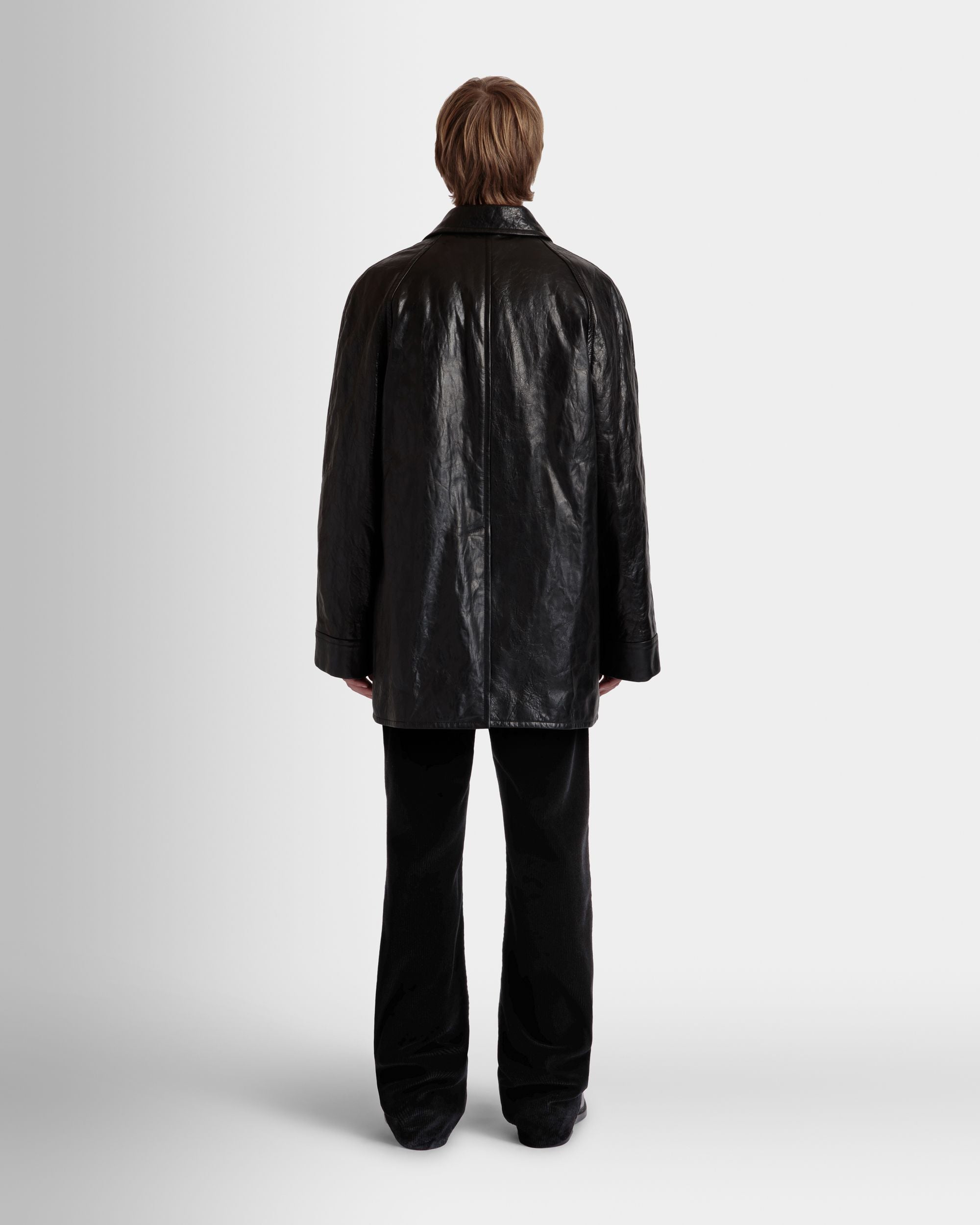 Manteau Croisé En Cuir Noir - Homme - Bally - 06