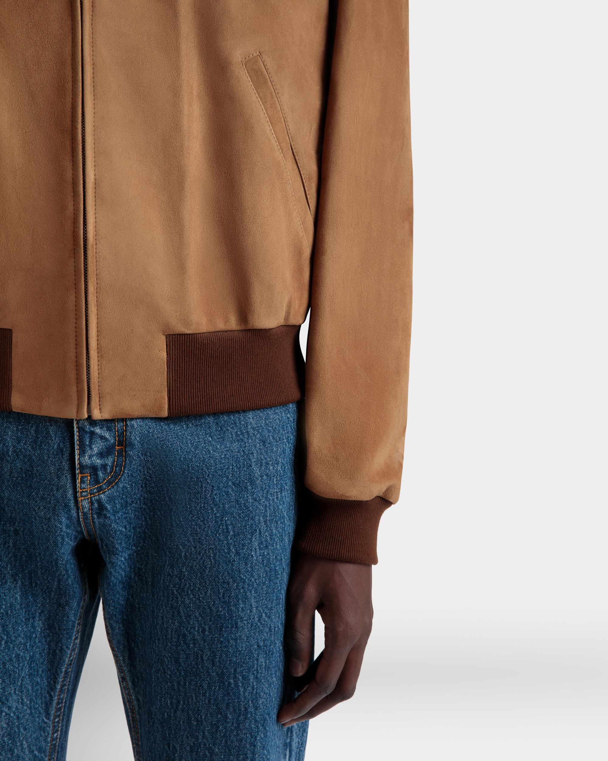 Blouson Bomber En Daim Marron - Homme - Bally - 03
