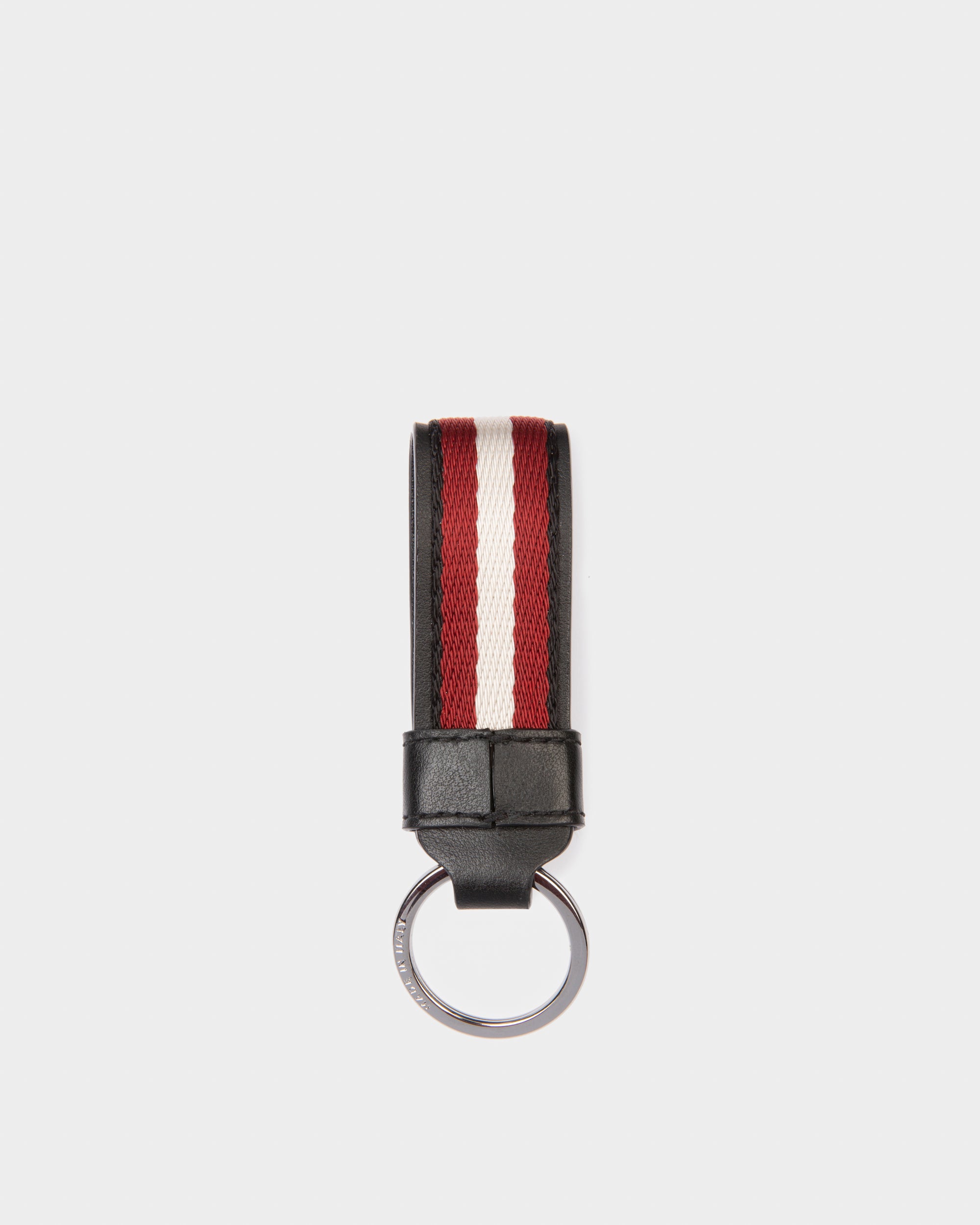 Baronn Porte-Clés En Tissu Et Cuir Rouge - Homme - Bally - 02
